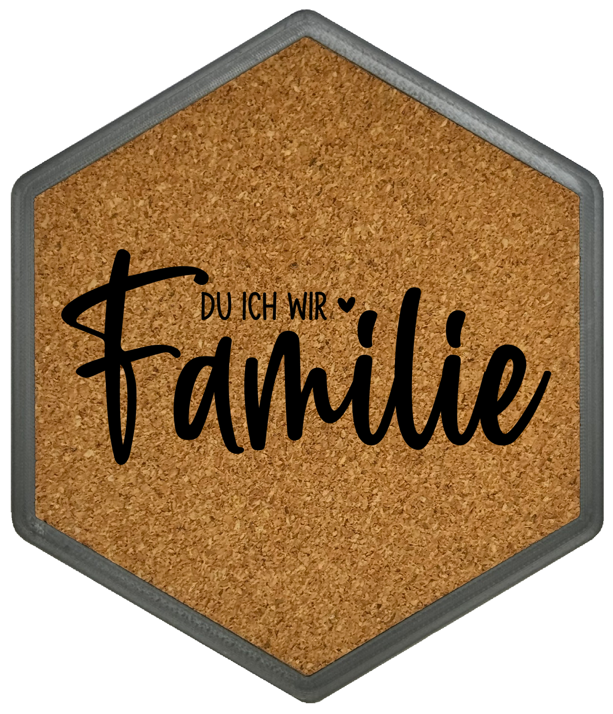 Kork Untersetzer mit Flaschenöffner und Motiv Du Ich Wir Familie