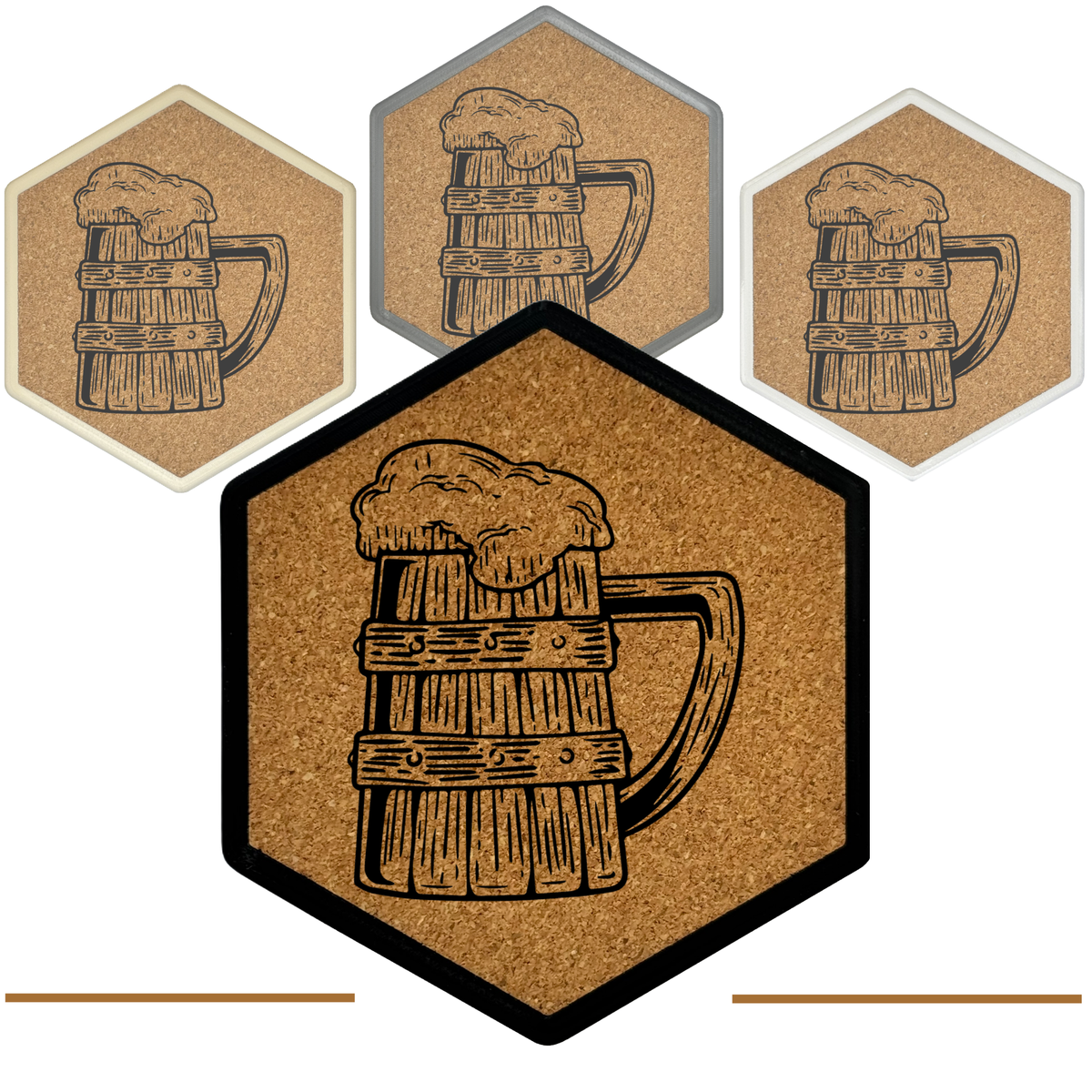 Kork Untersetzer mit Flaschenöffner und Motiv Fasskumpel Bierkrug