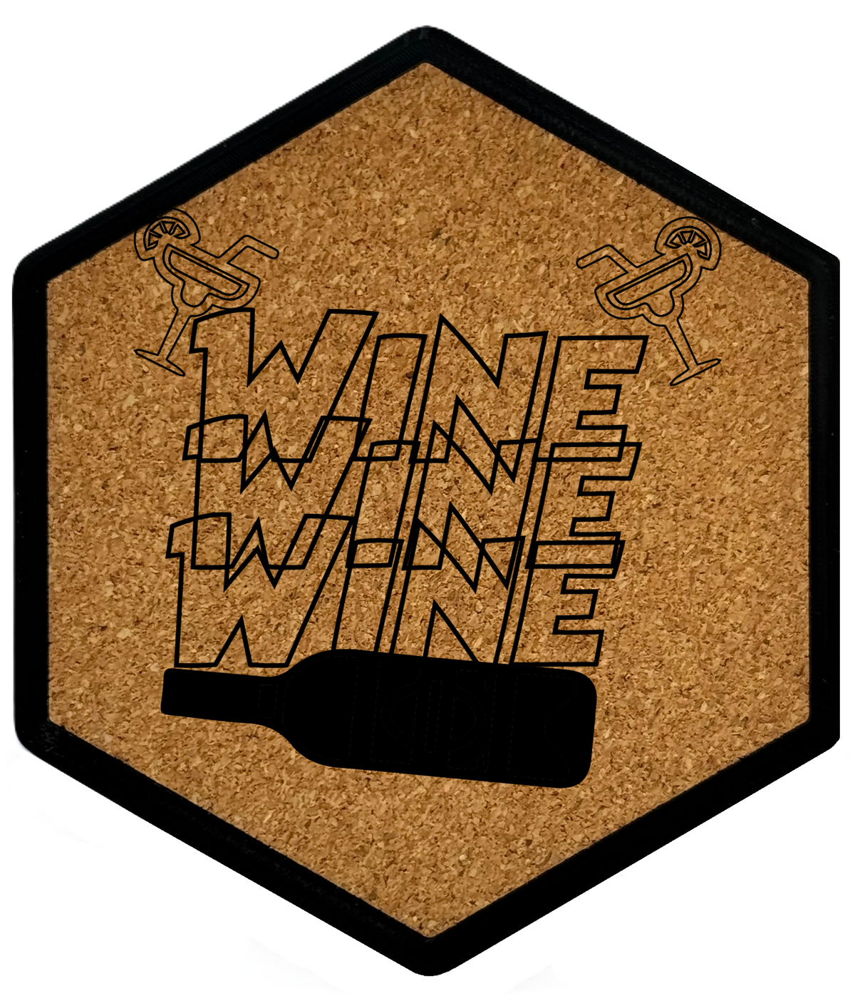 Kork Untersetzer mit Flaschenöffner und Motiv Hello Wine!Wine!Wine!