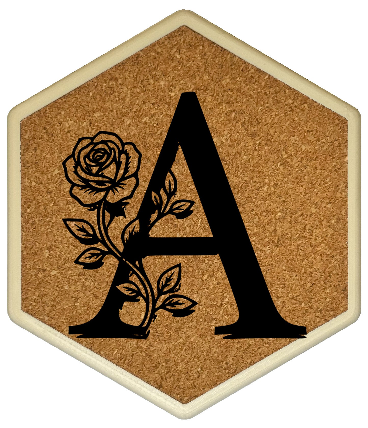 FLORAL SPIRITS - Untersetzer Hexagon mit eigenen Inizialien + NFC-Tag