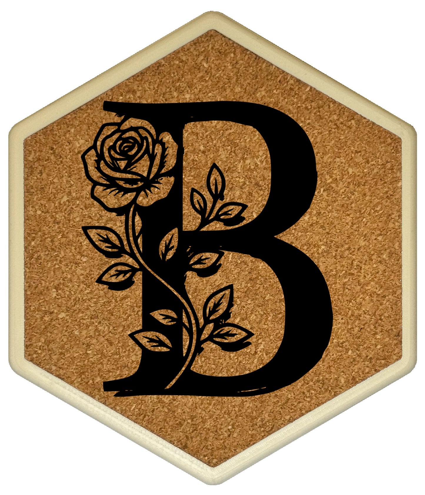 FLORAL SPIRITS - Untersetzer Hexagon mit eigenen Inizialien + NFC-Tag