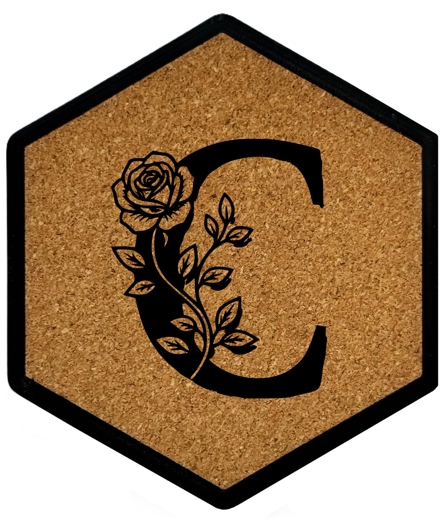 FLORAL SPIRITS - Untersetzer Hexagon mit eigenen Inizialien + NFC-Tag