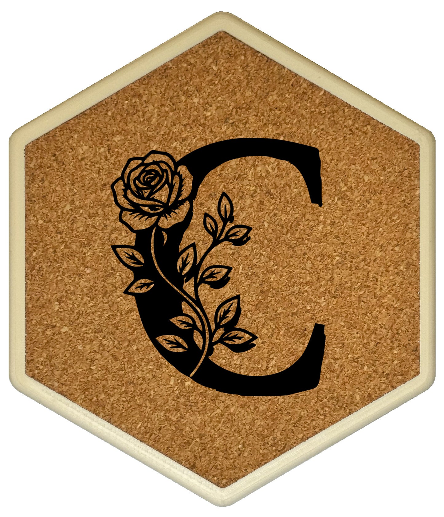 FLORAL SPIRITS - Untersetzer Hexagon mit eigenen Inizialien + NFC-Tag