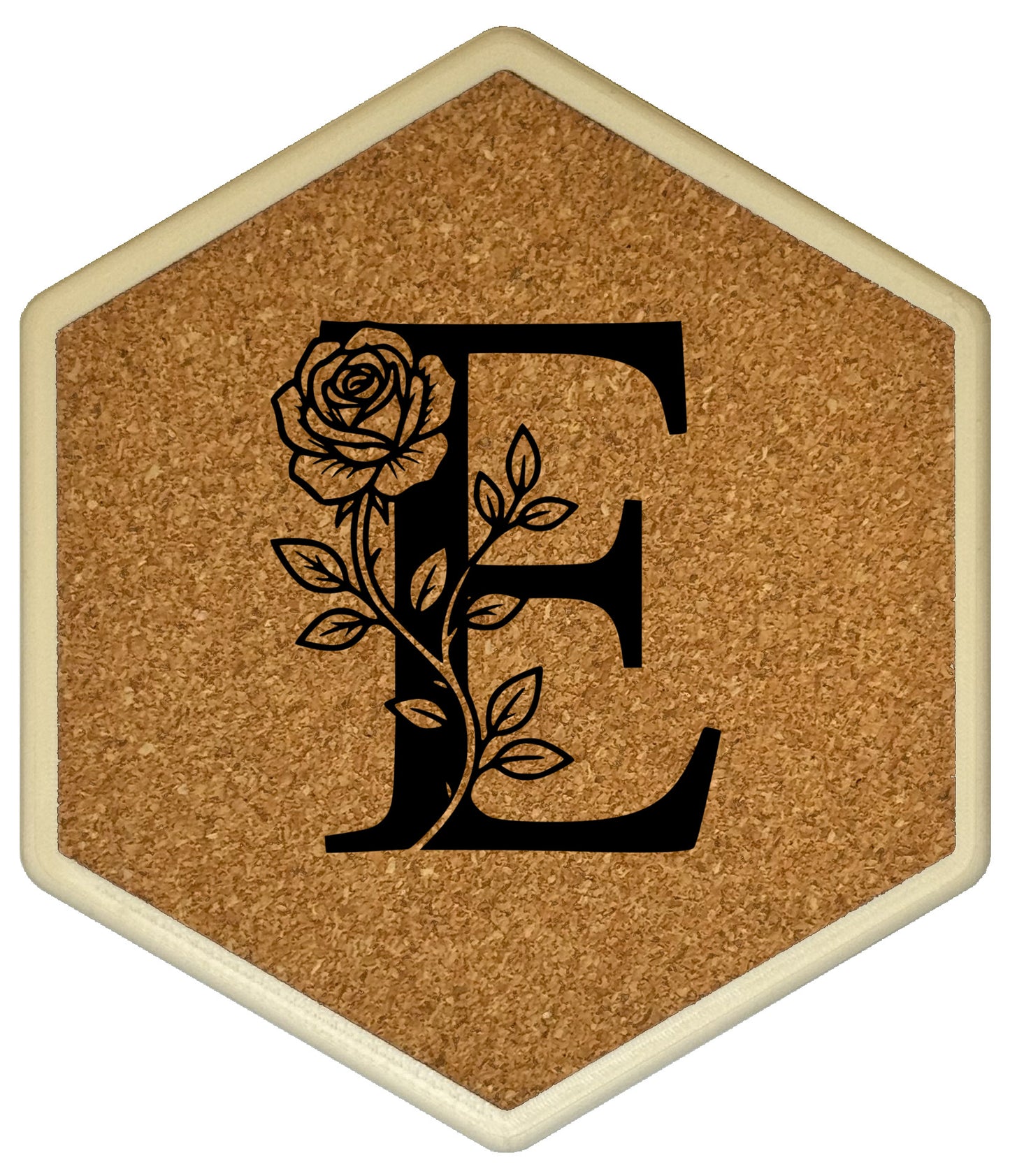 FLORAL SPIRITS - Untersetzer Hexagon mit eigenen Inizialien + NFC-Tag