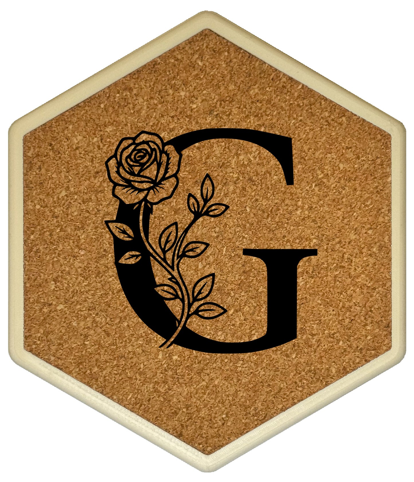 FLORAL SPIRITS - Untersetzer Hexagon mit eigenen Inizialien + NFC-Tag