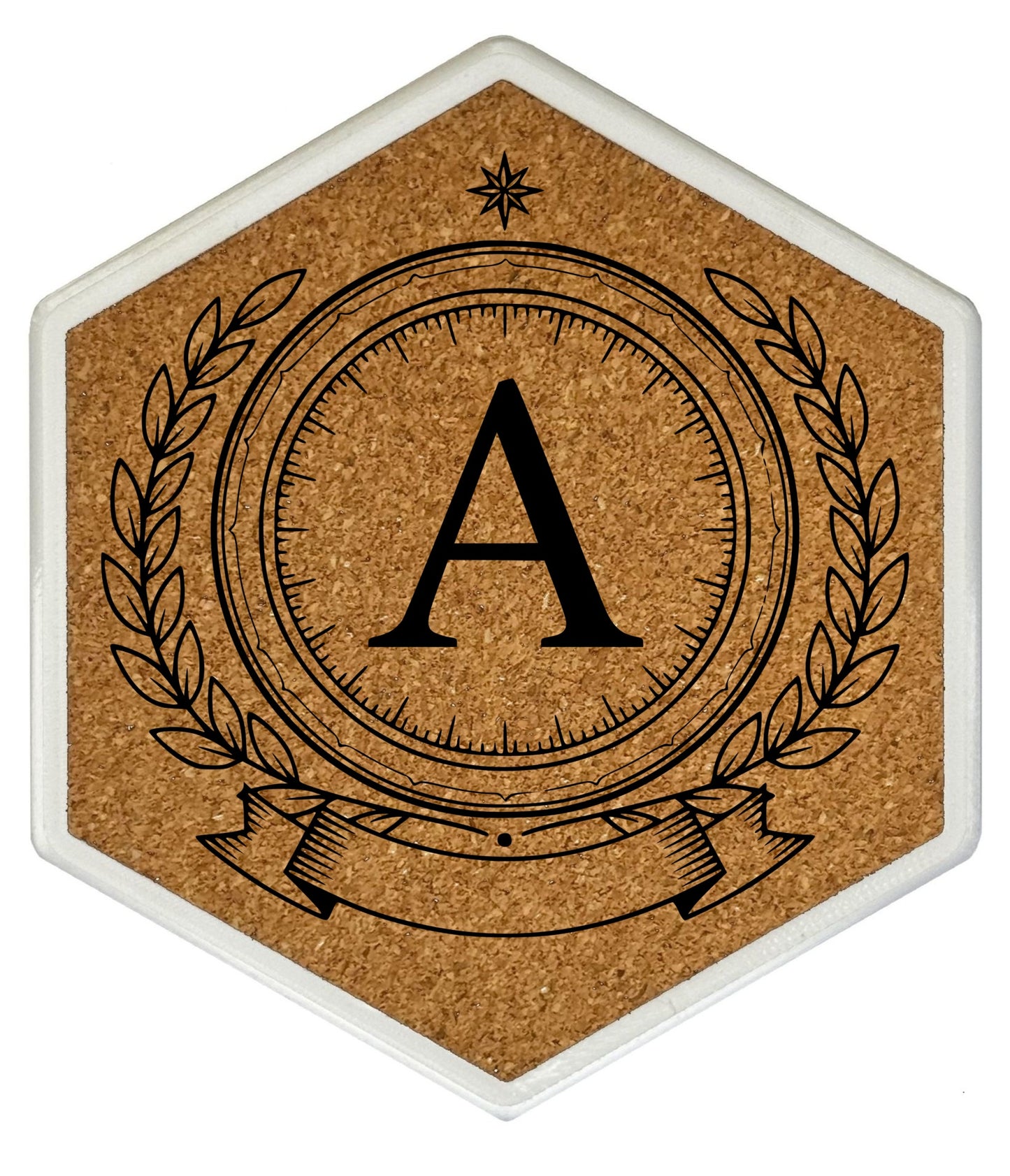 ROYAL EMBLEM - Untersetzer Hexagon (Slim) mit eigenen Inizialien + NFC-Tag