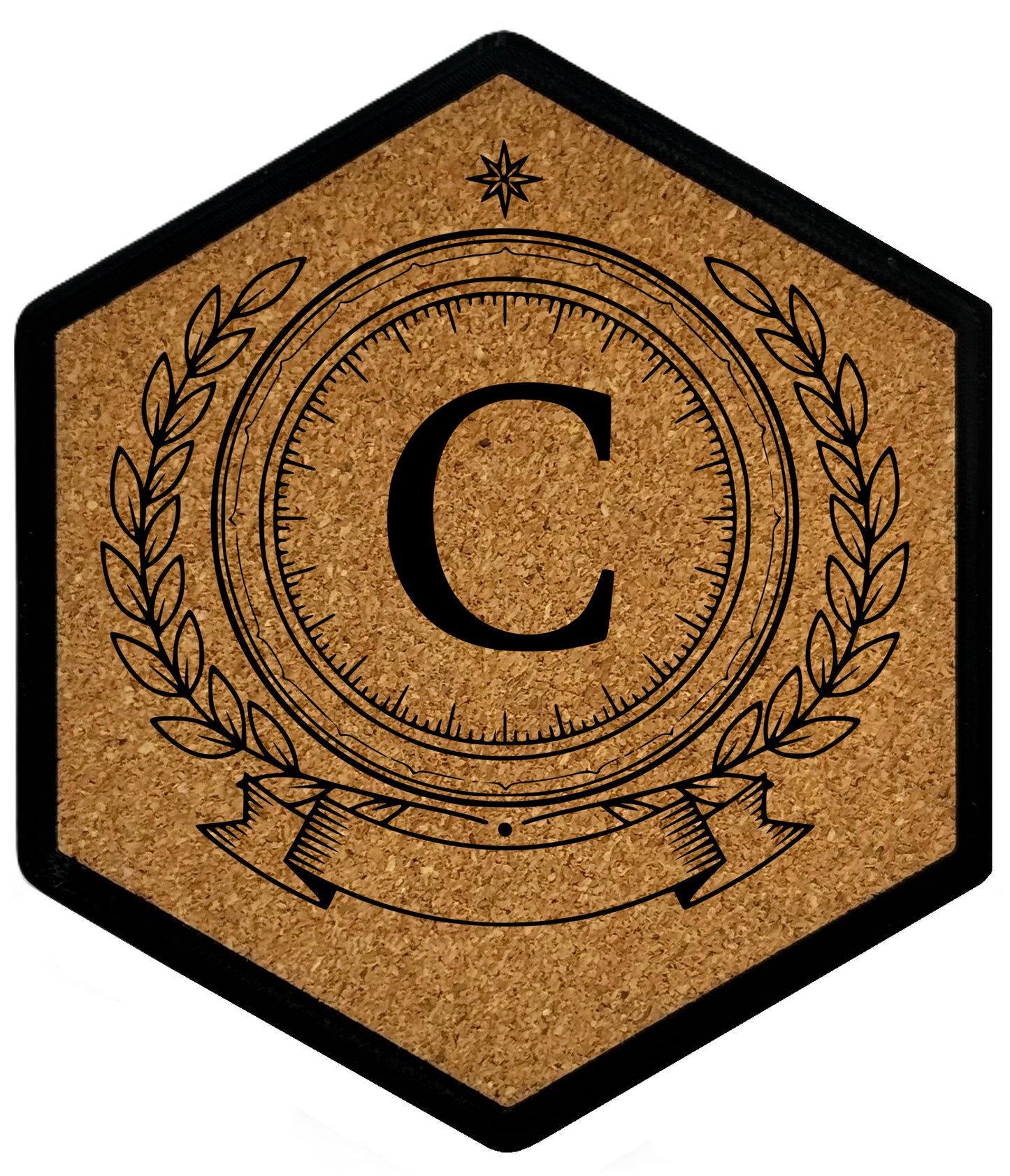 ROYAL EMBLEM - Untersetzer Hexagon (Slim) mit eigenen Inizialien + NFC-Tag