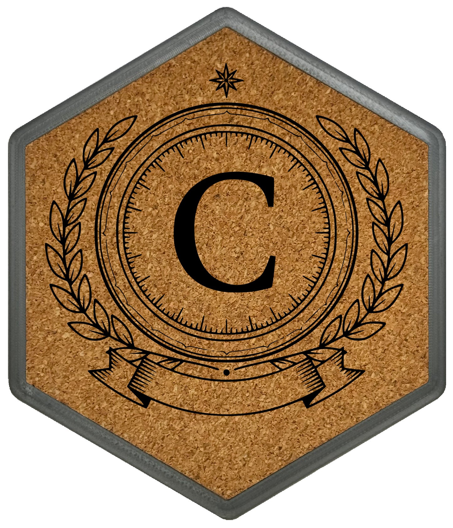 ROYAL EMBLEM - Untersetzer Hexagon (Slim) mit eigenen Inizialien + NFC-Tag