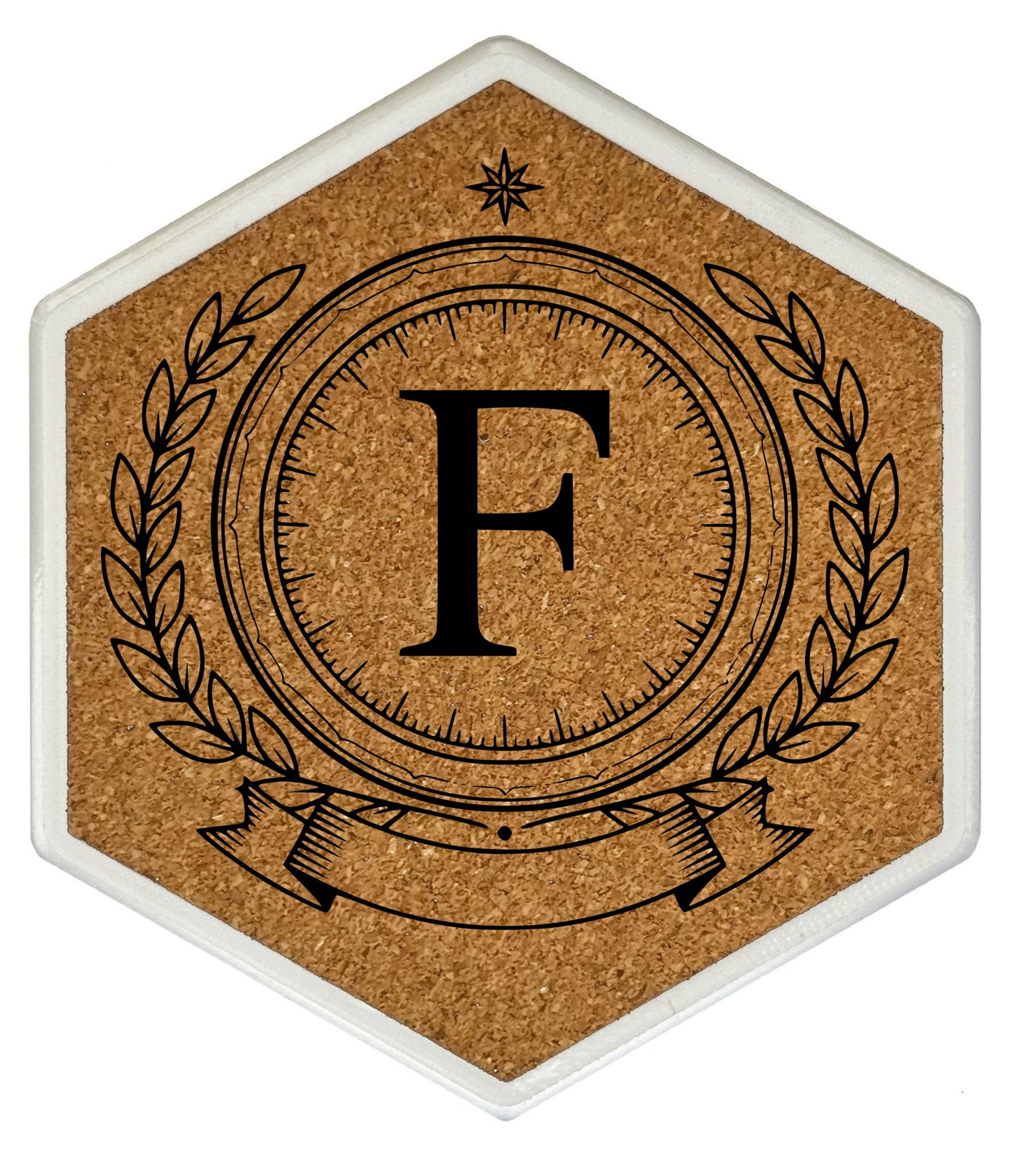 ROYAL EMBLEM - Untersetzer Hexagon (Slim) mit eigenen Inizialien + NFC-Tag