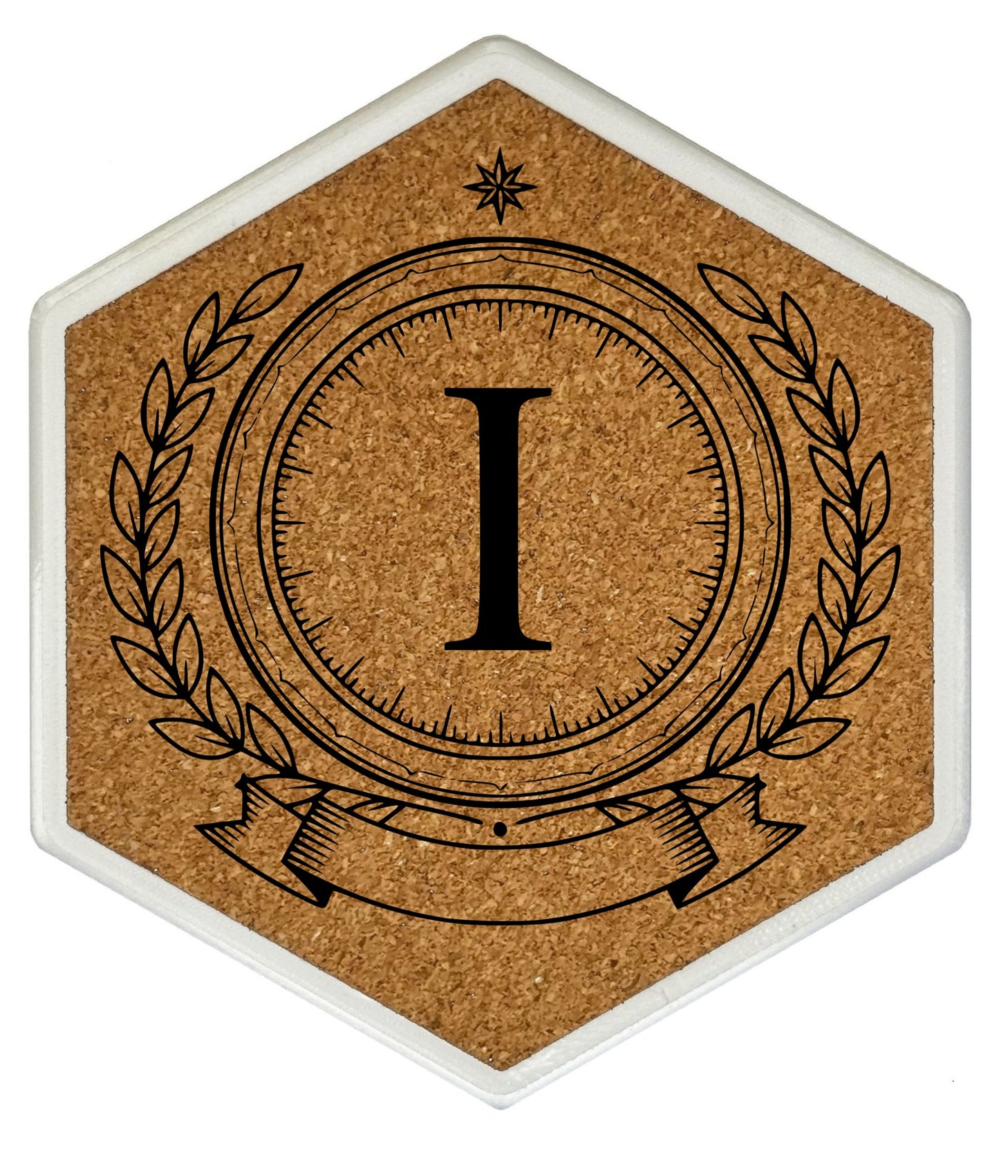 ROYAL EMBLEM - Untersetzer Hexagon (Slim) mit eigenen Inizialien + NFC-Tag