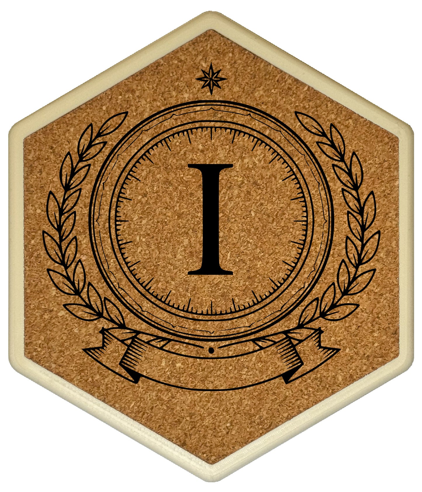 ROYAL EMBLEM - Untersetzer Hexagon (Slim) mit eigenen Inizialien + NFC-Tag