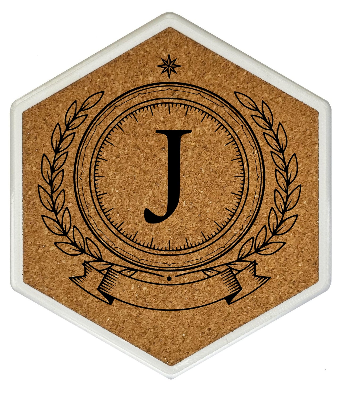 ROYAL EMBLEM - Untersetzer Hexagon (Slim) mit eigenen Inizialien + NFC-Tag