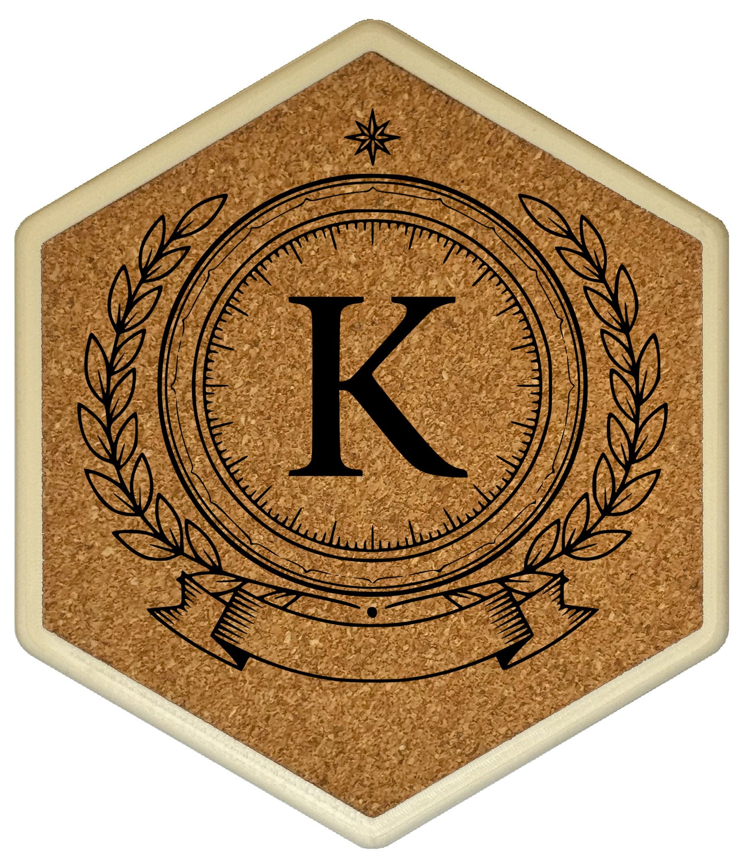 ROYAL EMBLEM - Untersetzer Hexagon (Slim) mit eigenen Inizialien + NFC-Tag