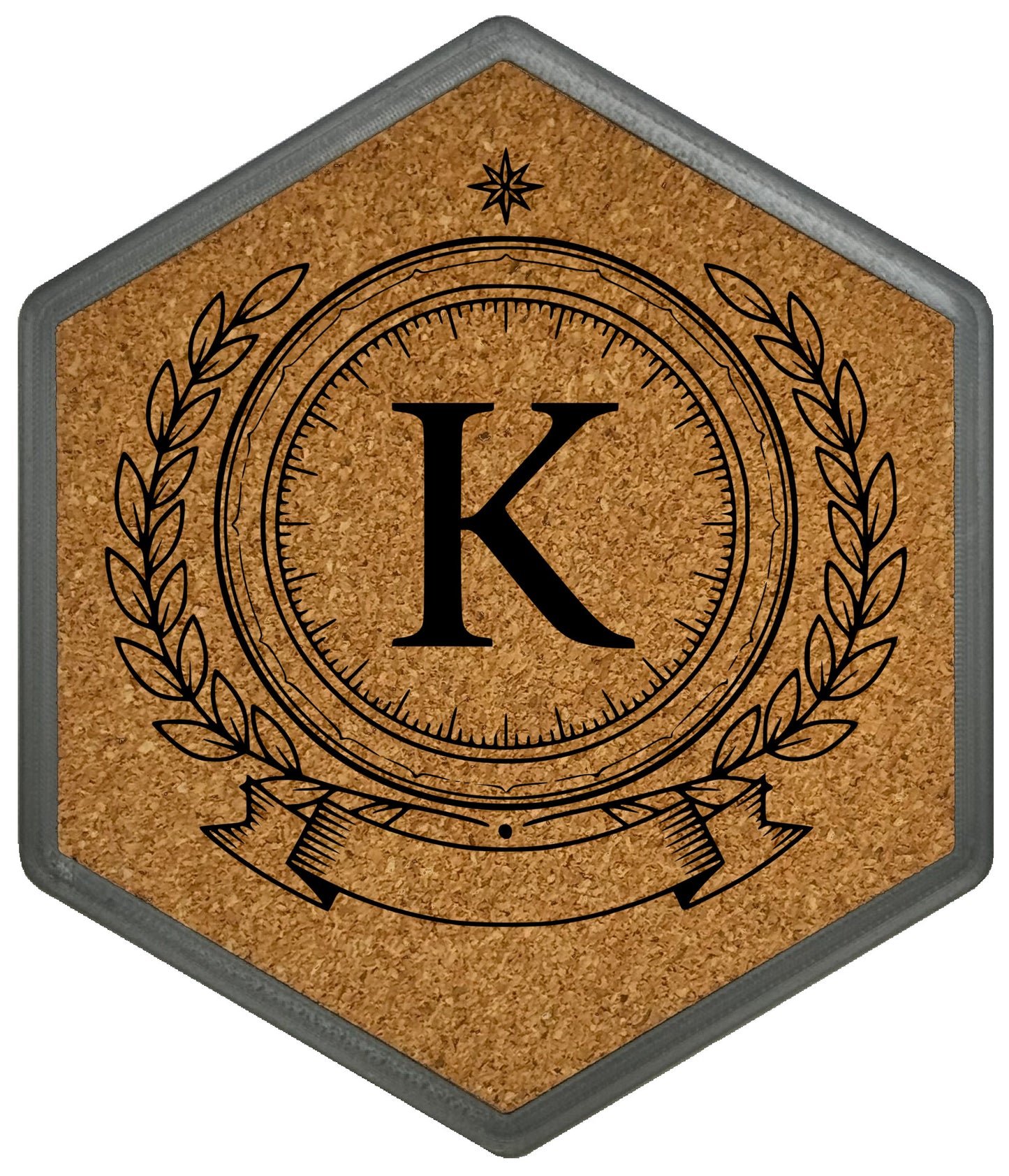 ROYAL EMBLEM - Untersetzer Hexagon (Slim) mit eigenen Inizialien + NFC-Tag