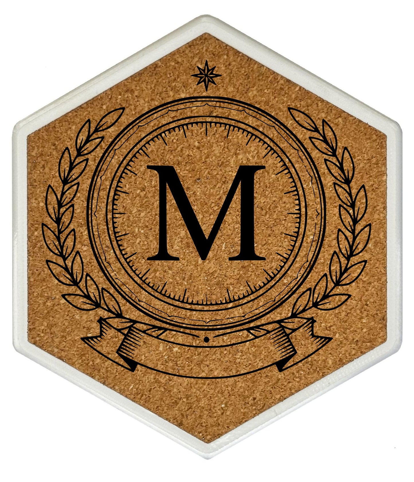 ROYAL EMBLEM - Untersetzer Hexagon (Slim) mit eigenen Inizialien + NFC-Tag