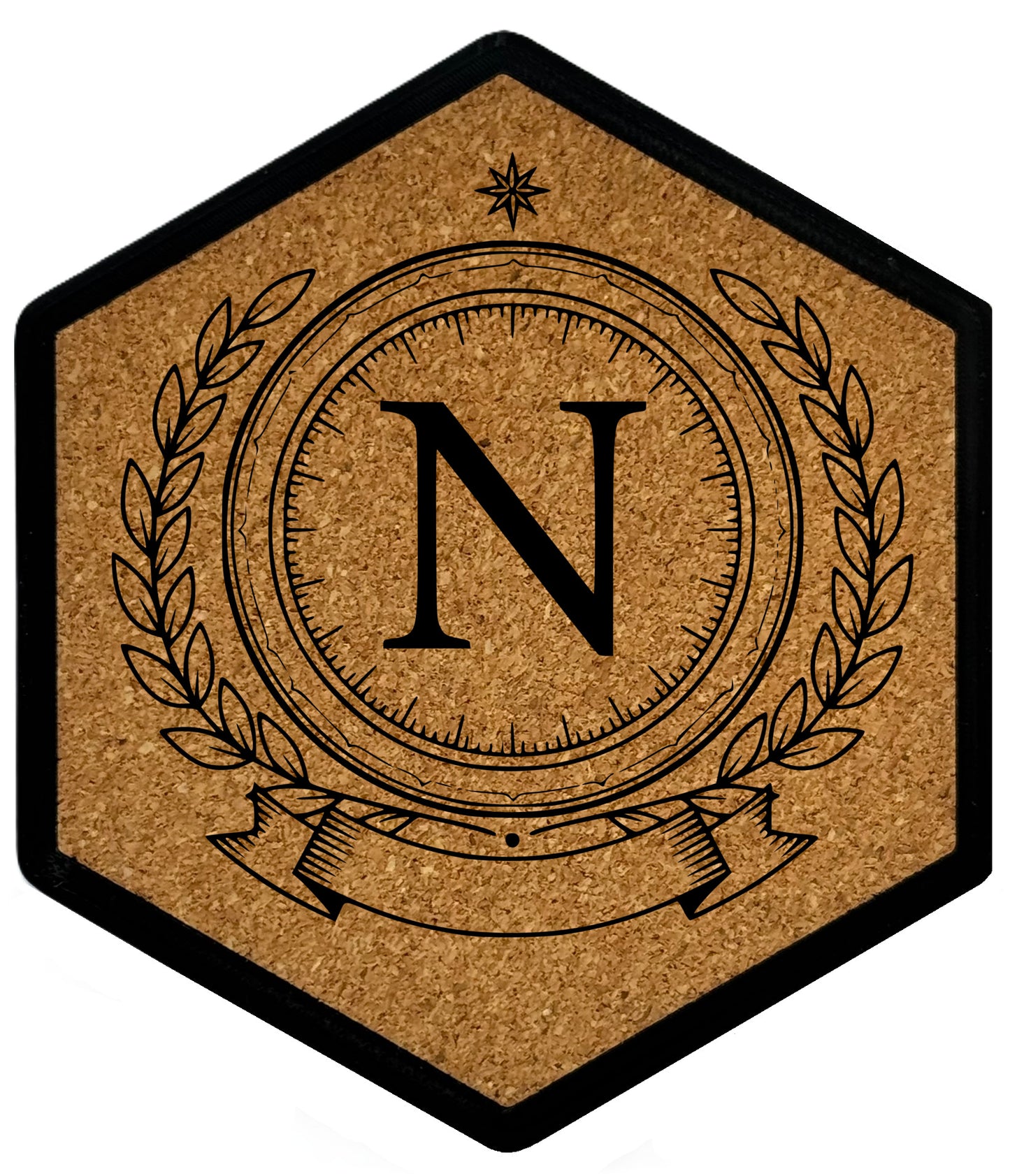 ROYAL EMBLEM - Untersetzer Hexagon (Slim) mit eigenen Inizialien + NFC-Tag