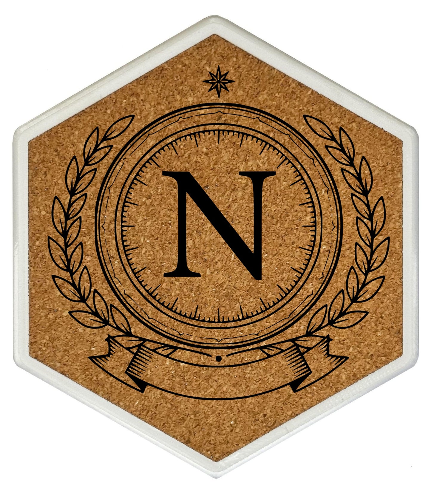 ROYAL EMBLEM - Untersetzer Hexagon (Slim) mit eigenen Inizialien + NFC-Tag