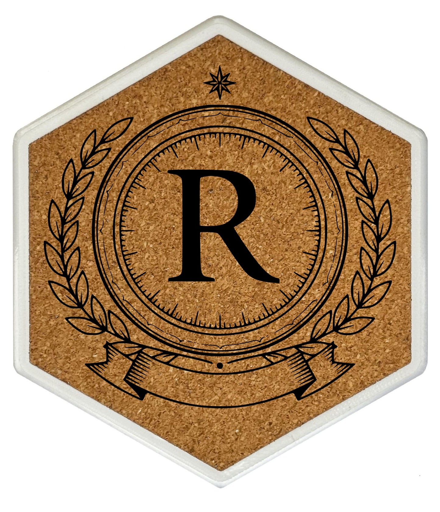 ROYAL EMBLEM - Untersetzer Hexagon (Slim) mit eigenen Inizialien + NFC-Tag