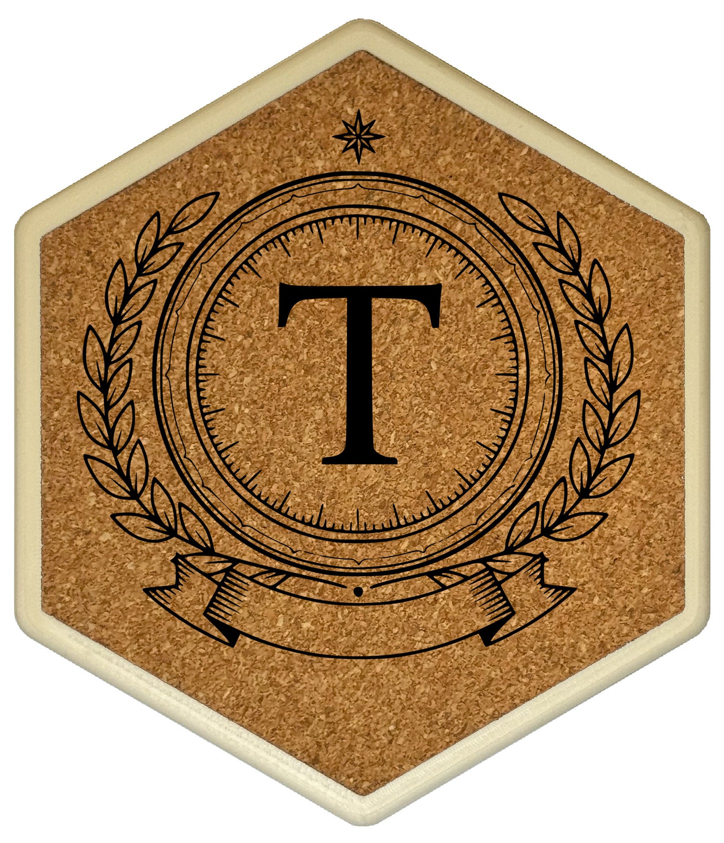 ROYAL EMBLEM - Untersetzer Hexagon (Slim) mit eigenen Inizialien + NFC-Tag