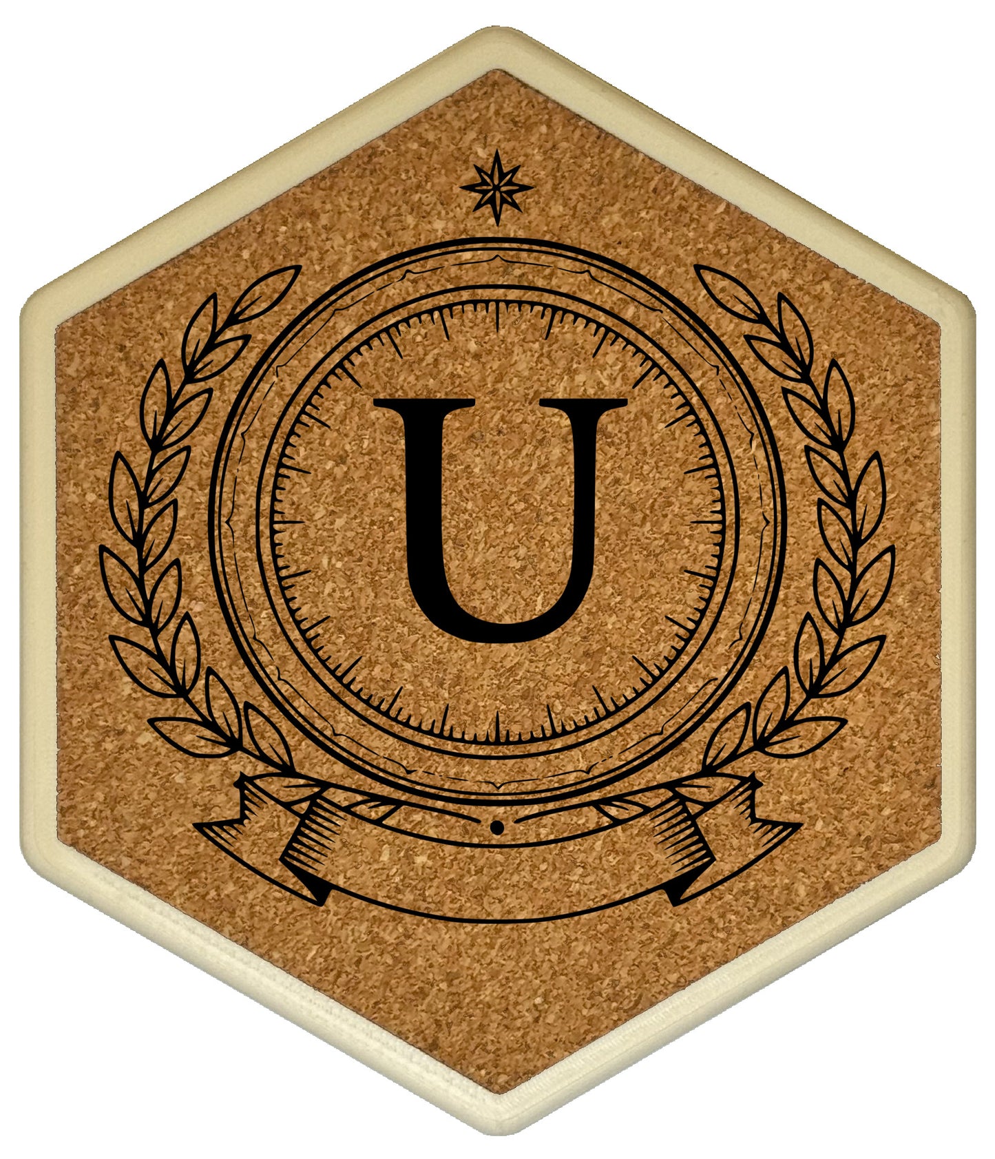 ROYAL EMBLEM - Untersetzer Hexagon (Slim) mit eigenen Inizialien + NFC-Tag