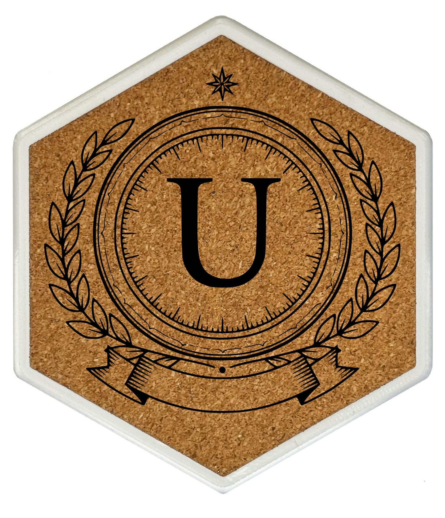 ROYAL EMBLEM - Untersetzer Hexagon (Slim) mit eigenen Inizialien + NFC-Tag