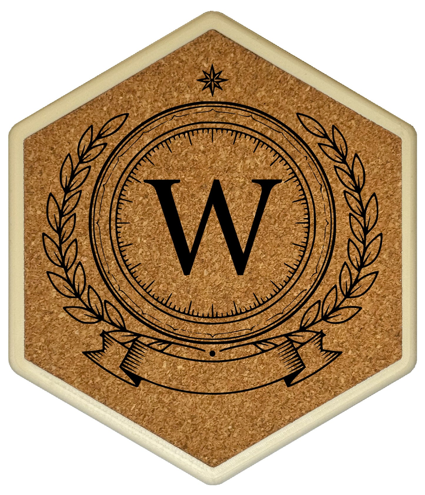 ROYAL EMBLEM - Untersetzer Hexagon (Slim) mit eigenen Inizialien + NFC-Tag