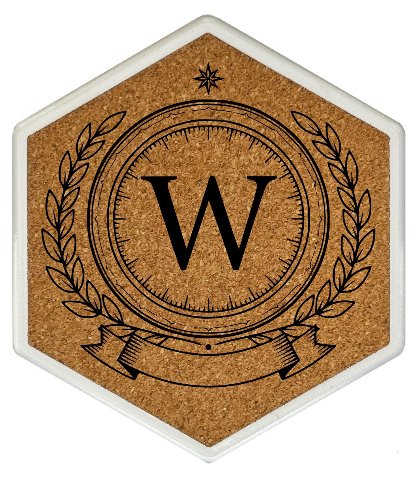 ROYAL EMBLEM - Untersetzer Hexagon (Slim) mit eigenen Inizialien + NFC-Tag