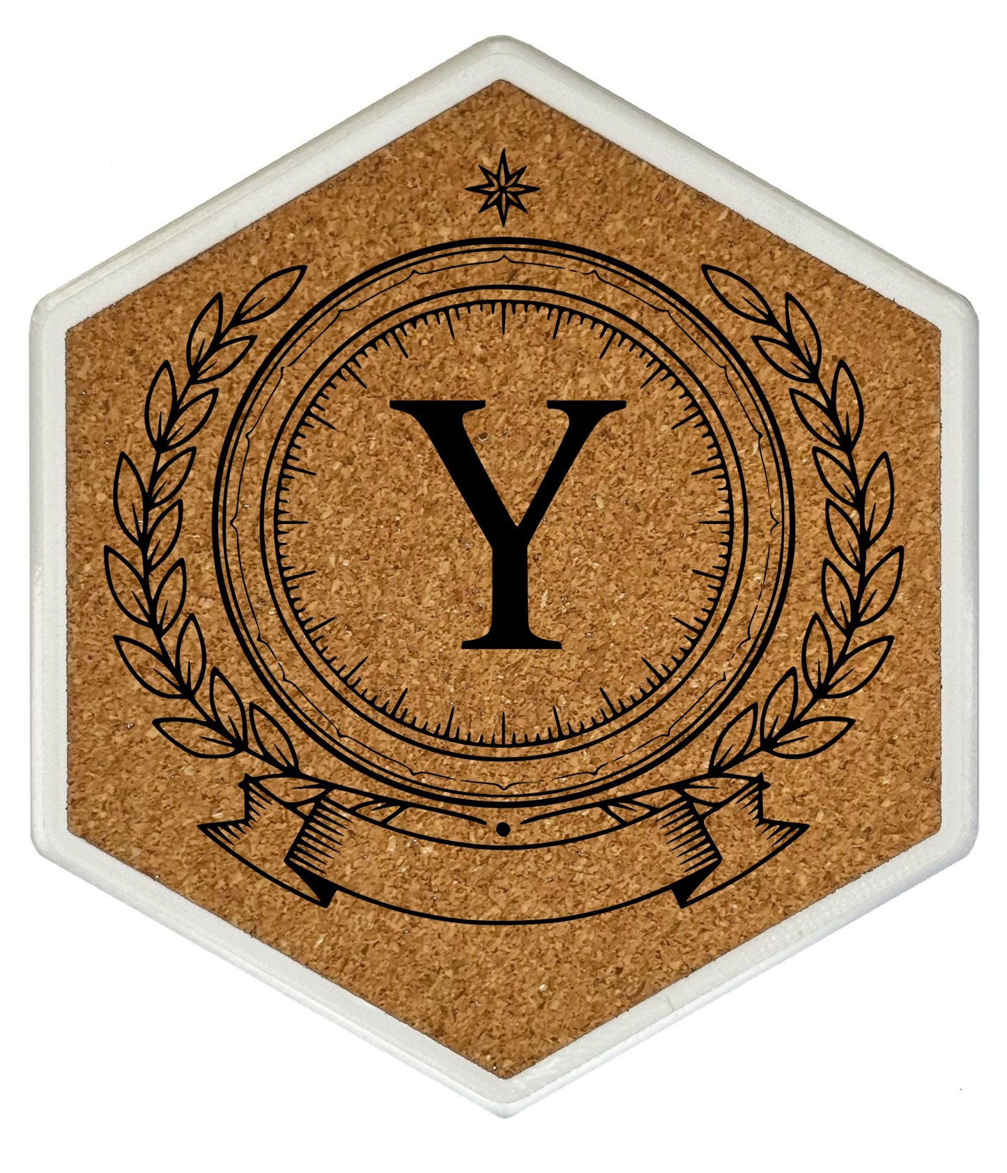 ROYAL EMBLEM - Untersetzer Hexagon (Slim) mit eigenen Inizialien + NFC-Tag