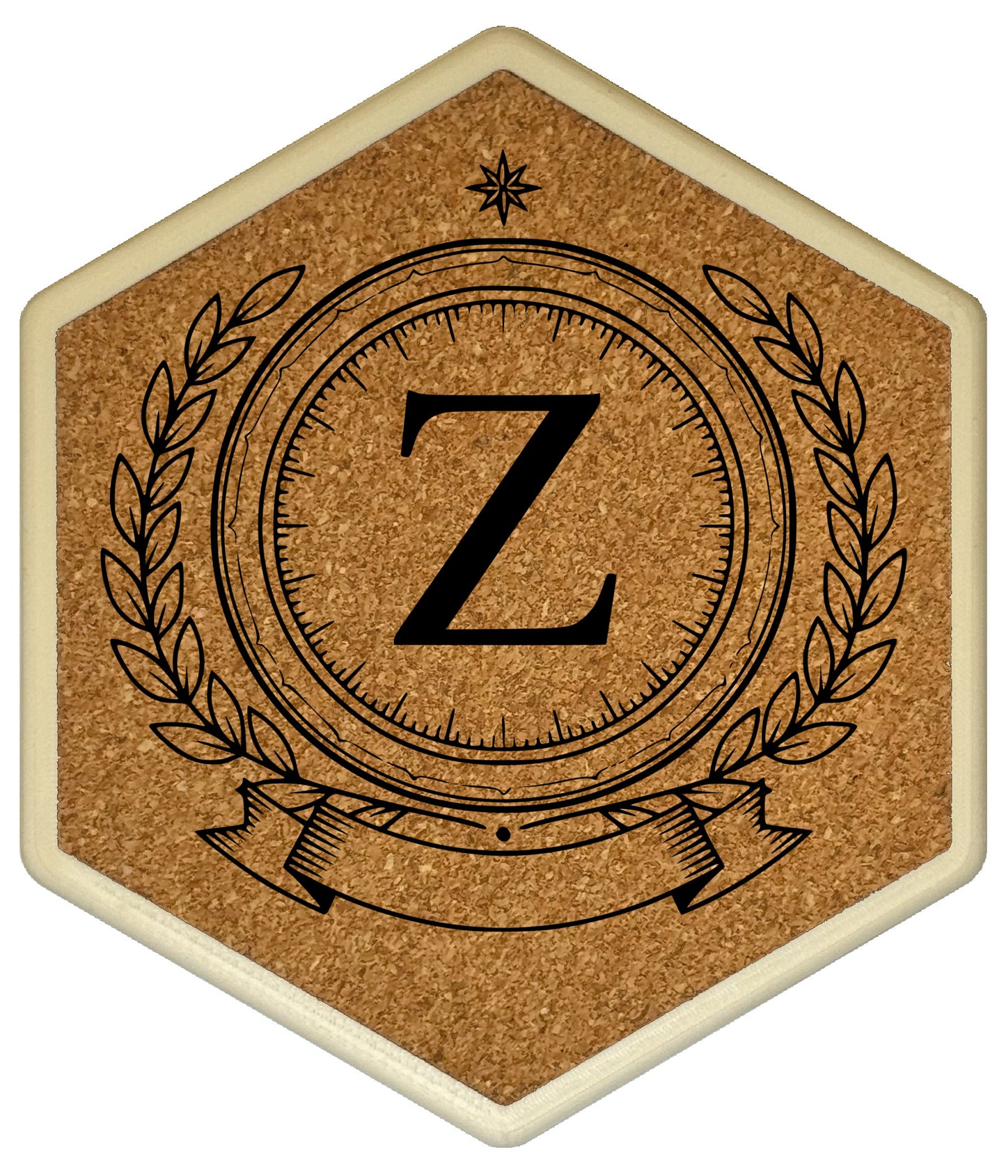 ROYAL EMBLEM - Untersetzer Hexagon (Slim) mit eigenen Inizialien + NFC-Tag