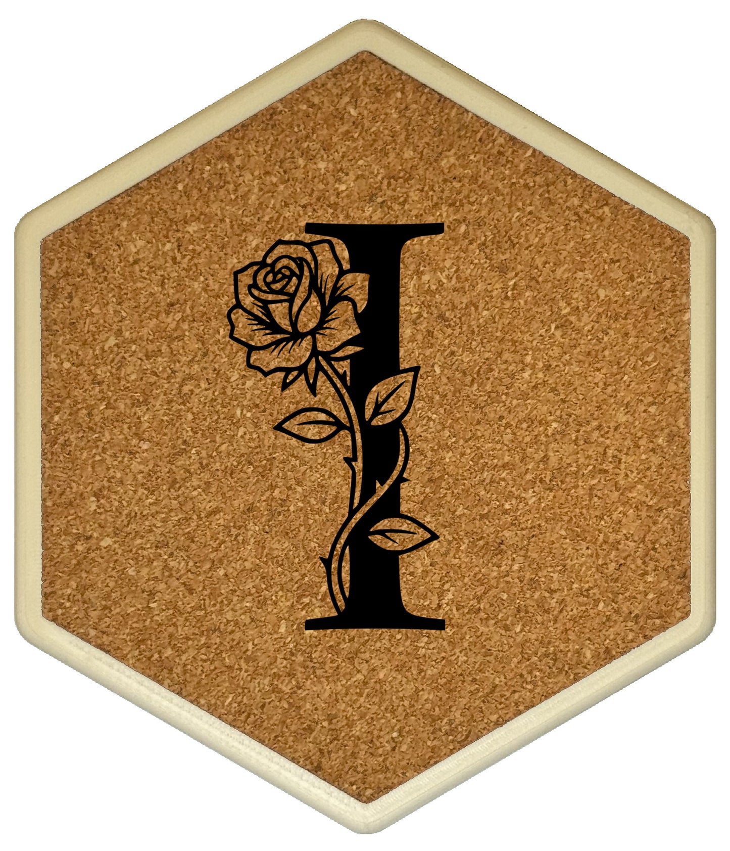 FLORAL SPIRITS - Untersetzer Hexagon mit eigenen Inizialien + NFC-Tag