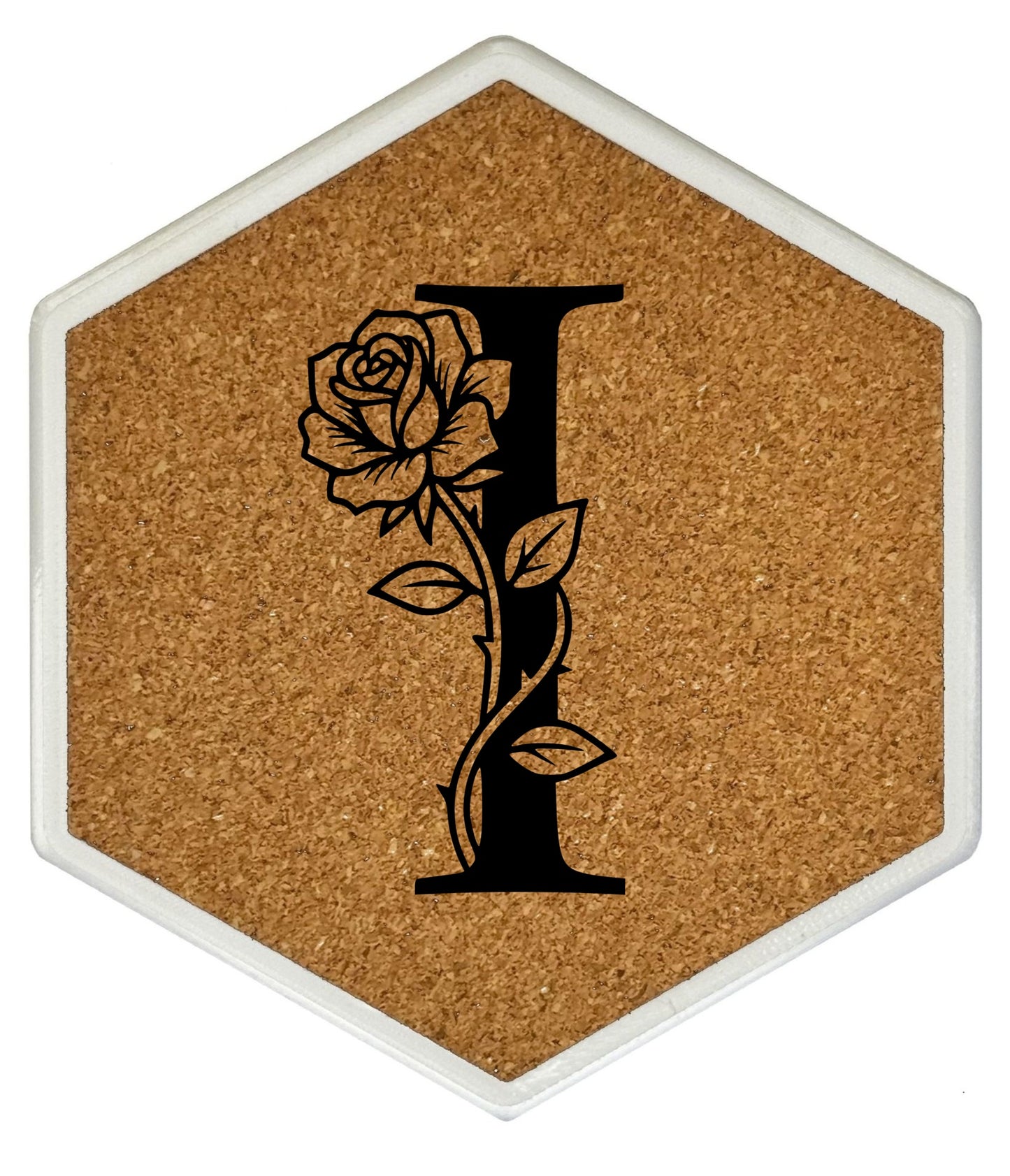 FLORAL SPIRITS - Untersetzer Hexagon mit eigenen Inizialien + NFC-Tag