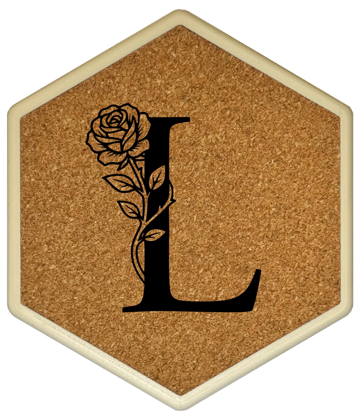 FLORAL SPIRITS - Untersetzer Hexagon mit eigenen Inizialien + NFC-Tag