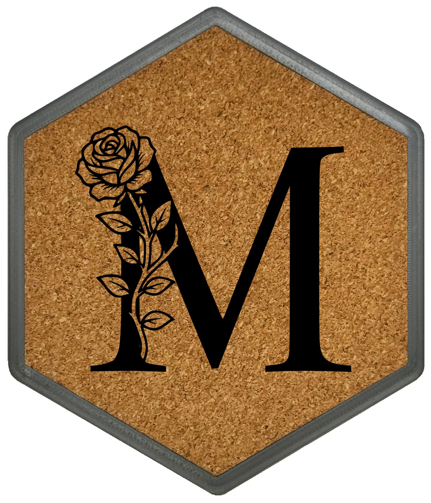 FLORAL SPIRITS - Untersetzer Hexagon mit eigenen Inizialien + NFC-Tag