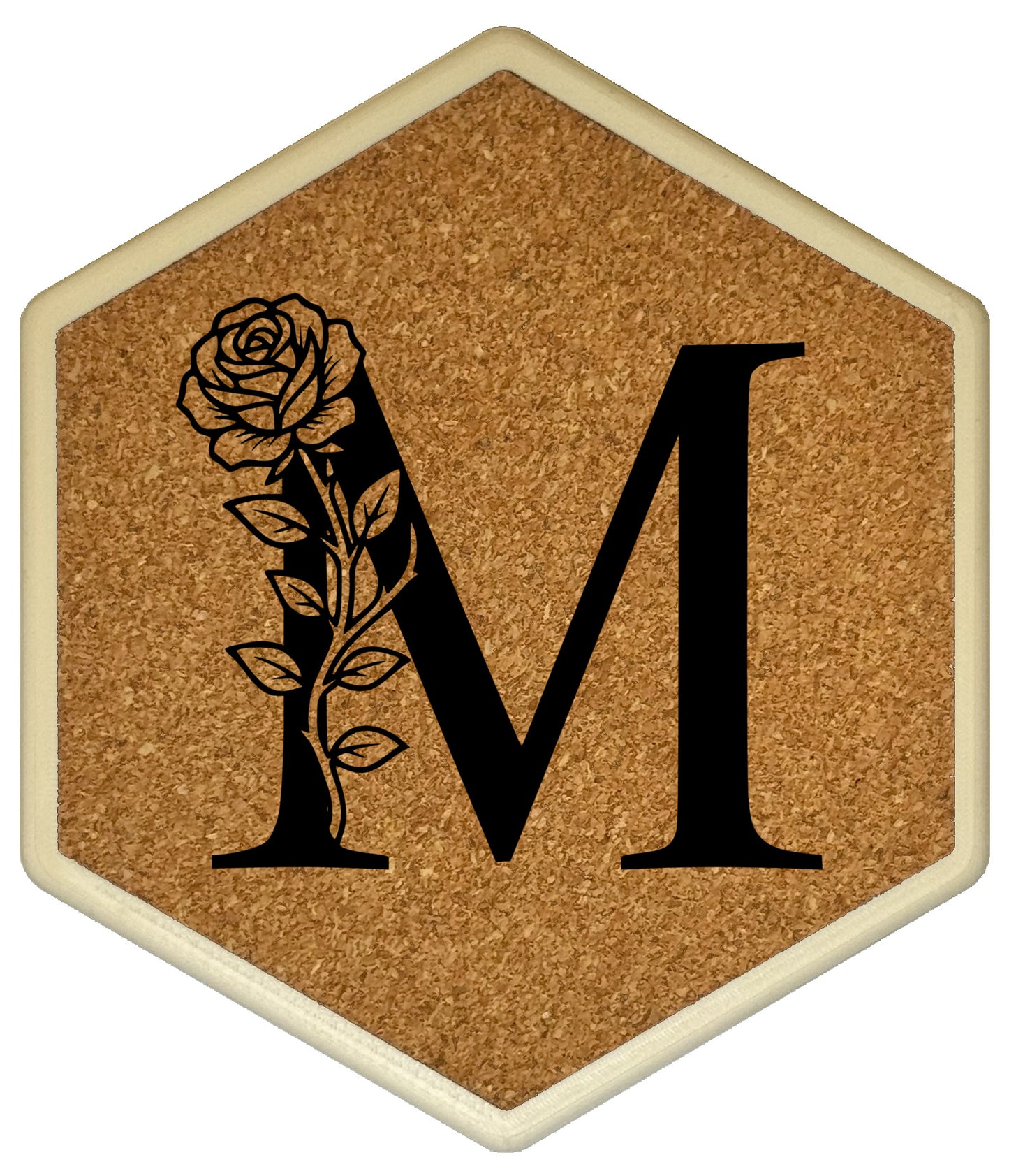 FLORAL SPIRITS - Untersetzer Hexagon mit eigenen Inizialien + NFC-Tag