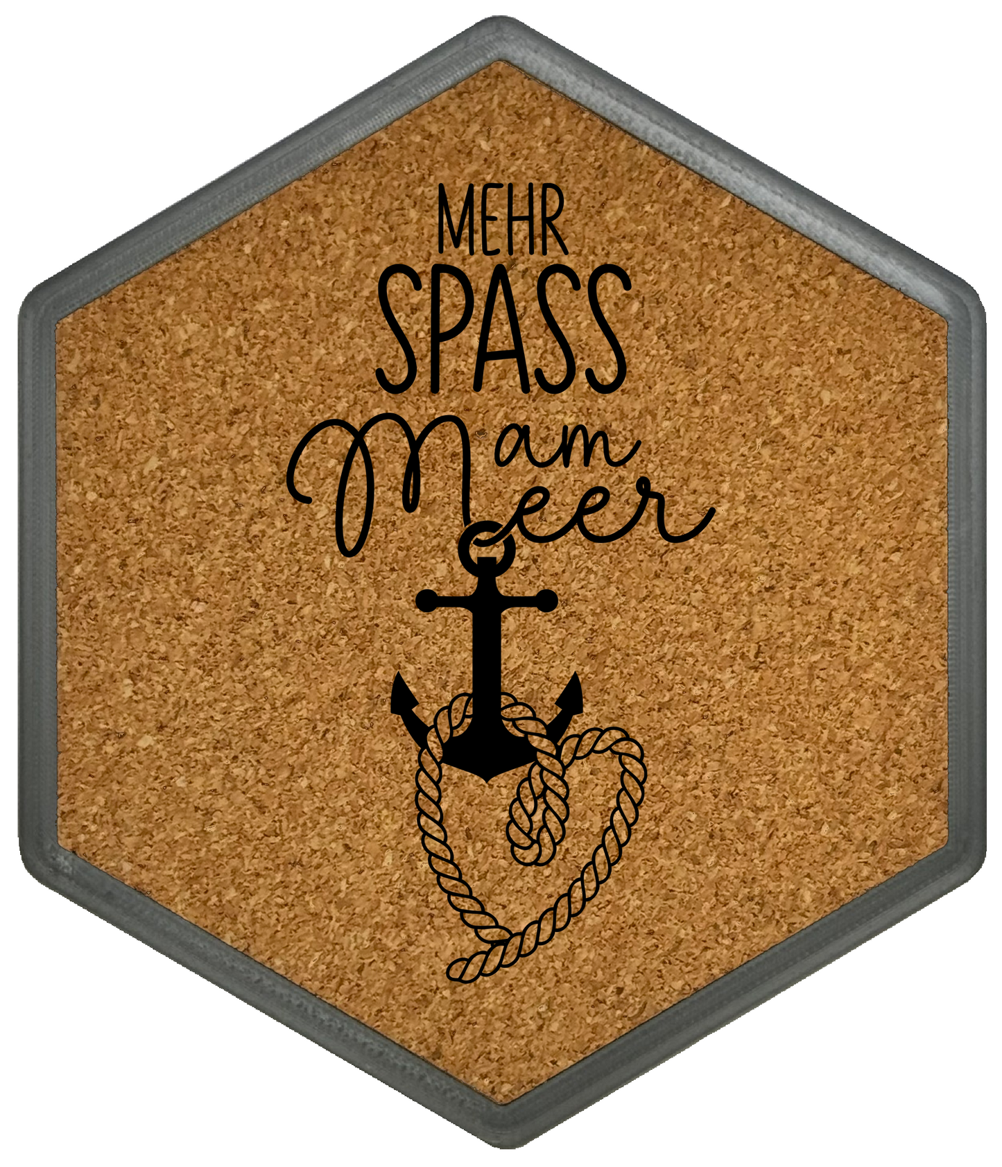 Spaß am Meer – Hexagon Getränkeuntersetzer mit Kork und Flaschenöffner