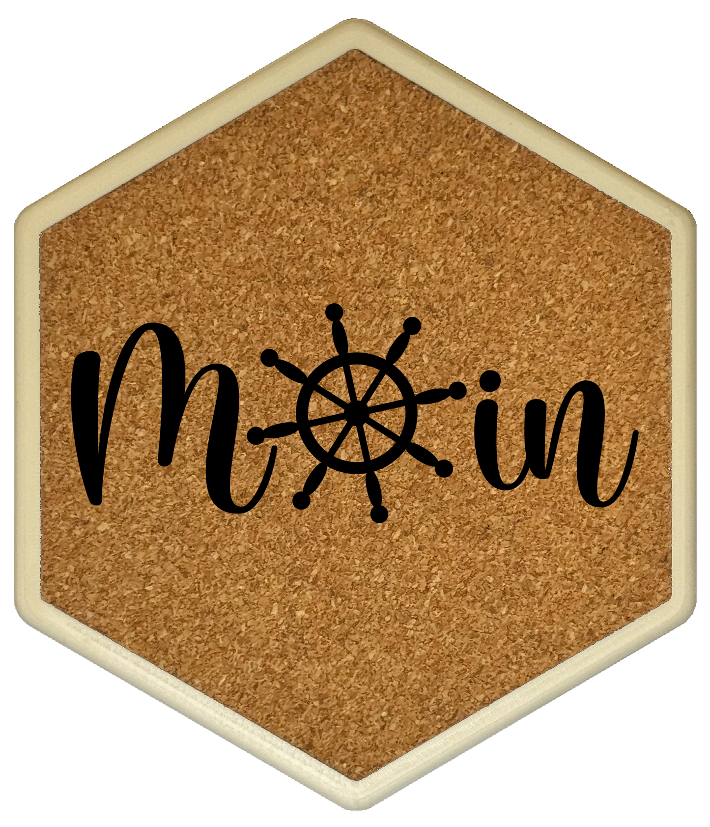 Moin – Hexagon Getränkeuntersetzer mit Kork und Flaschenöffner