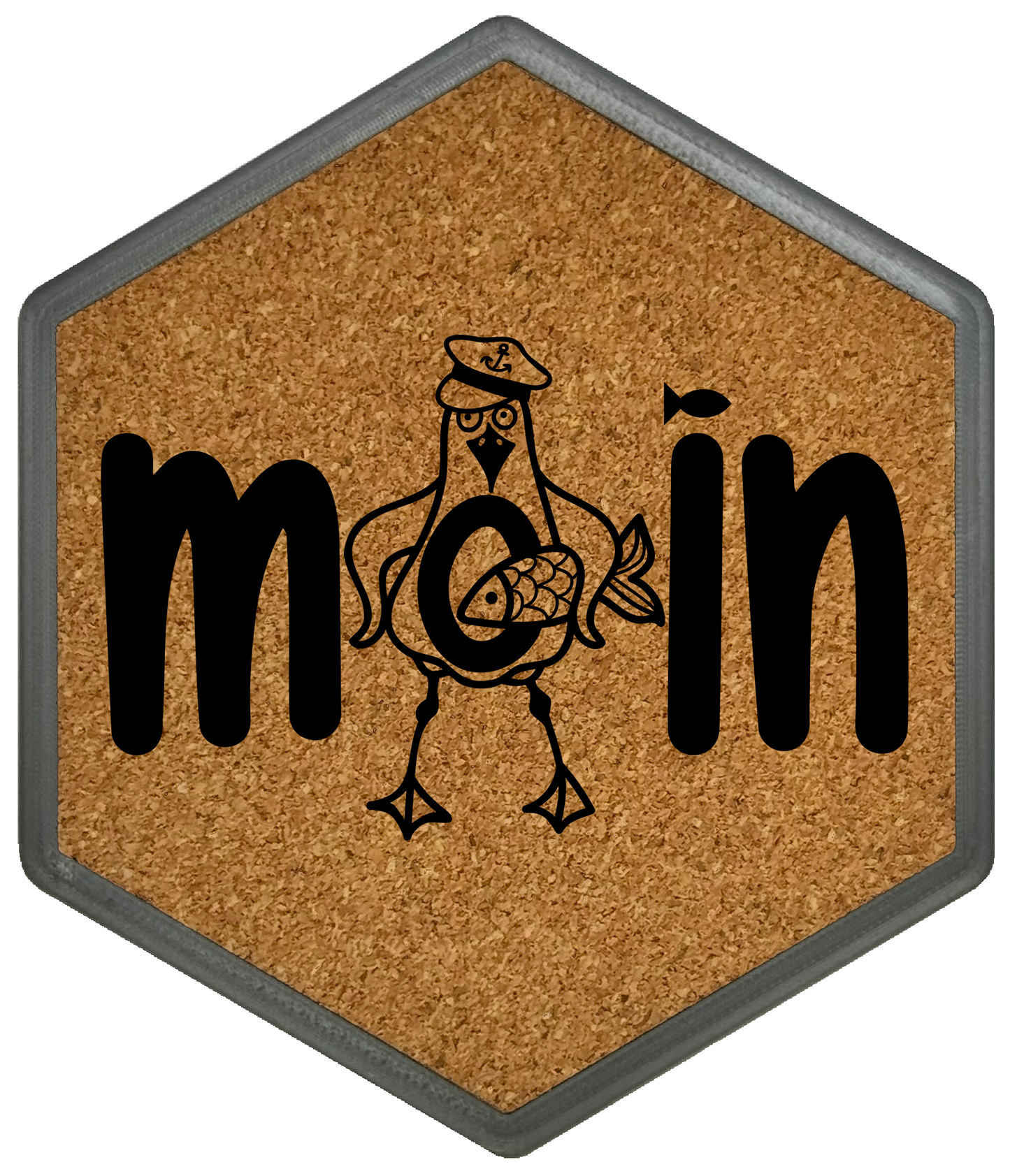 Moin – Hexagon Getränkeuntersetzer mit Kork und Flaschenöffner