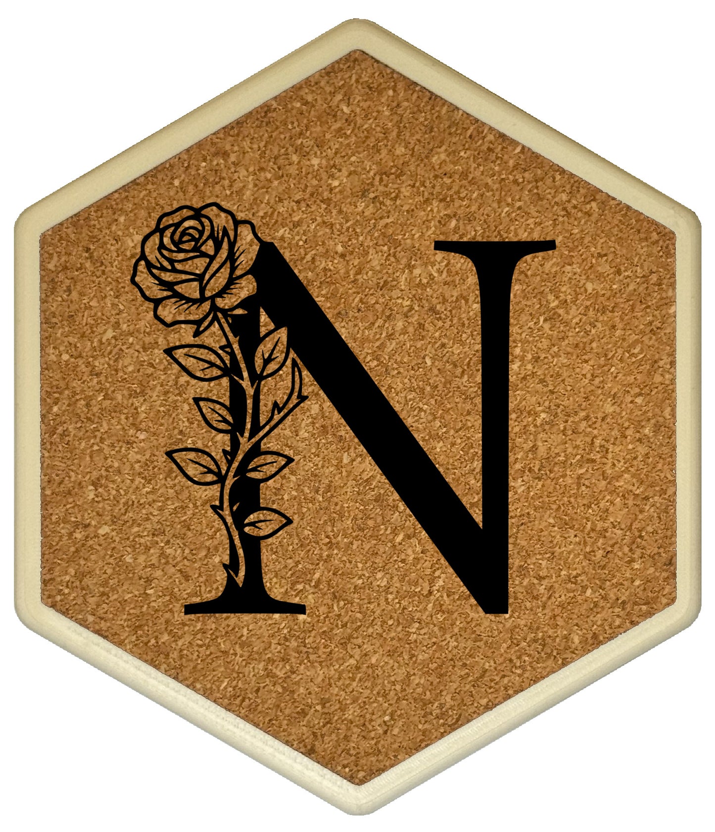 FLORAL SPIRITS - Untersetzer Hexagon mit eigenen Inizialien + NFC-Tag