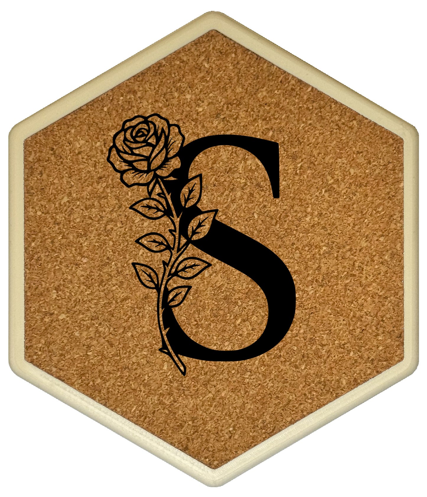 FLORAL SPIRITS - Untersetzer Hexagon mit eigenen Inizialien + NFC-Tag