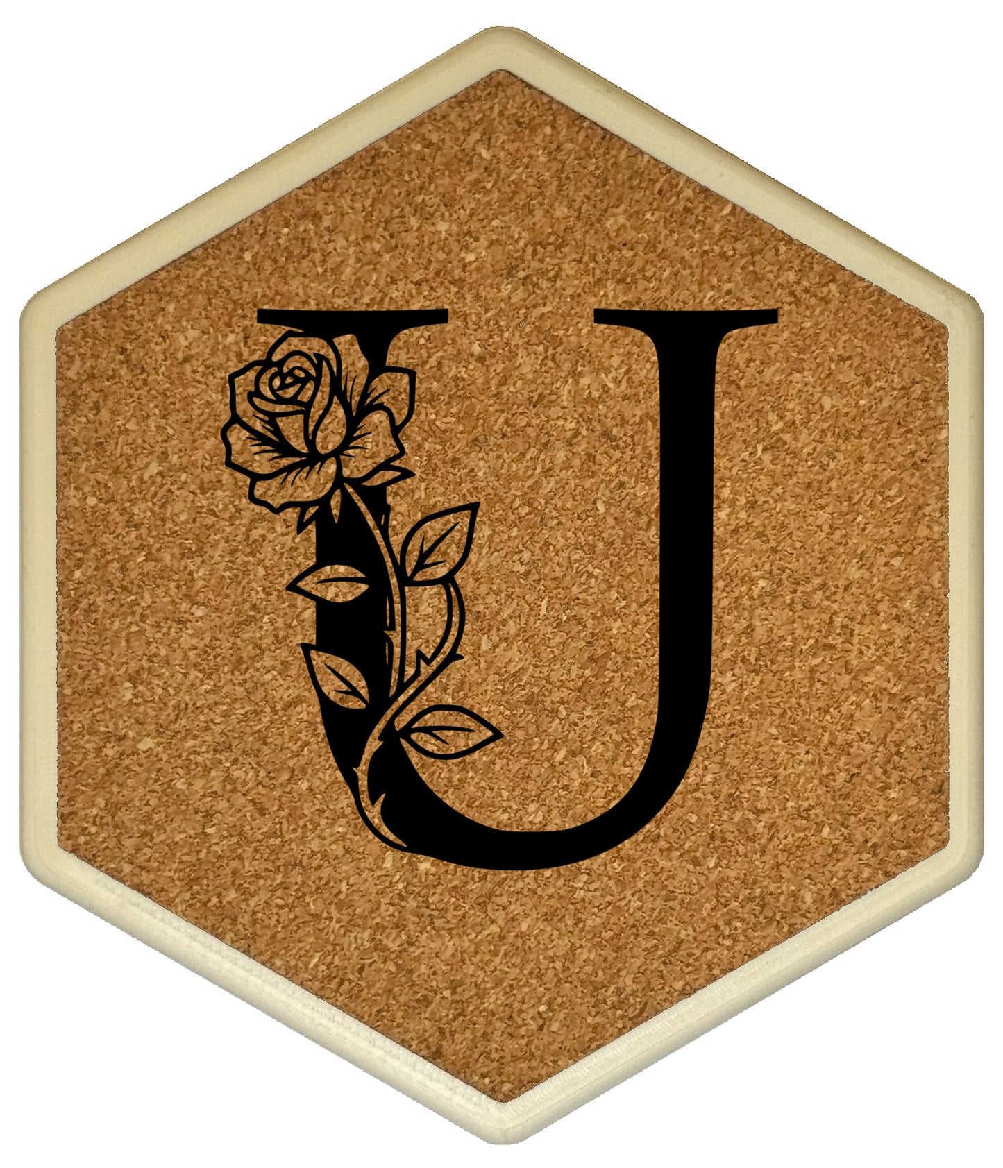 FLORAL SPIRITS - Untersetzer Hexagon mit eigenen Inizialien + NFC-Tag