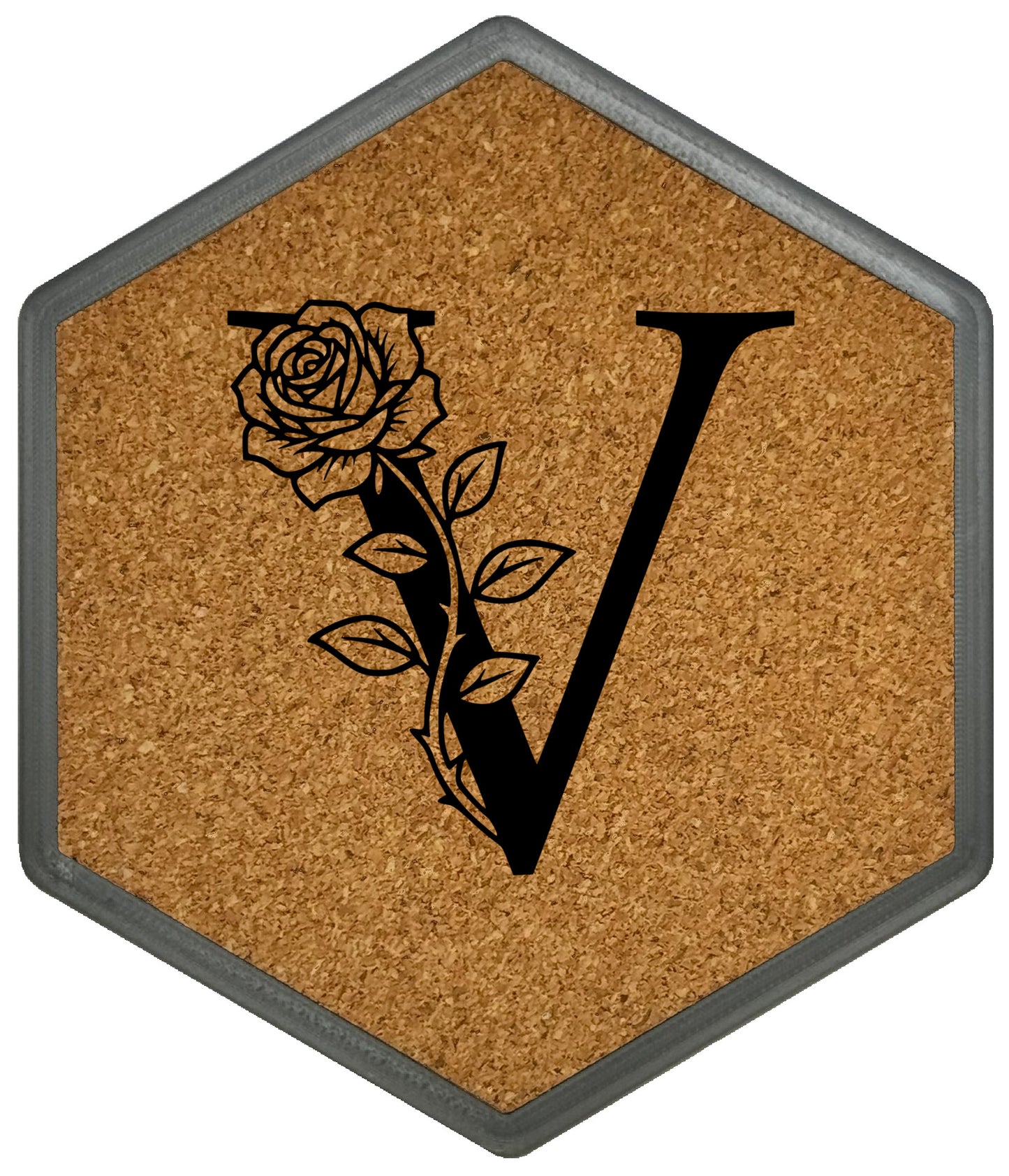 FLORAL SPIRITS - Untersetzer Hexagon mit eigenen Inizialien + NFC-Tag