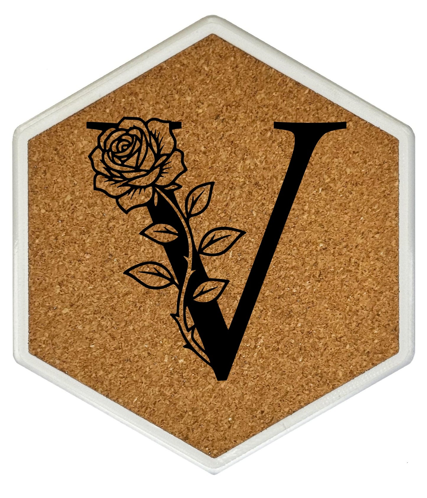 FLORAL SPIRITS - Untersetzer Hexagon mit eigenen Inizialien + NFC-Tag