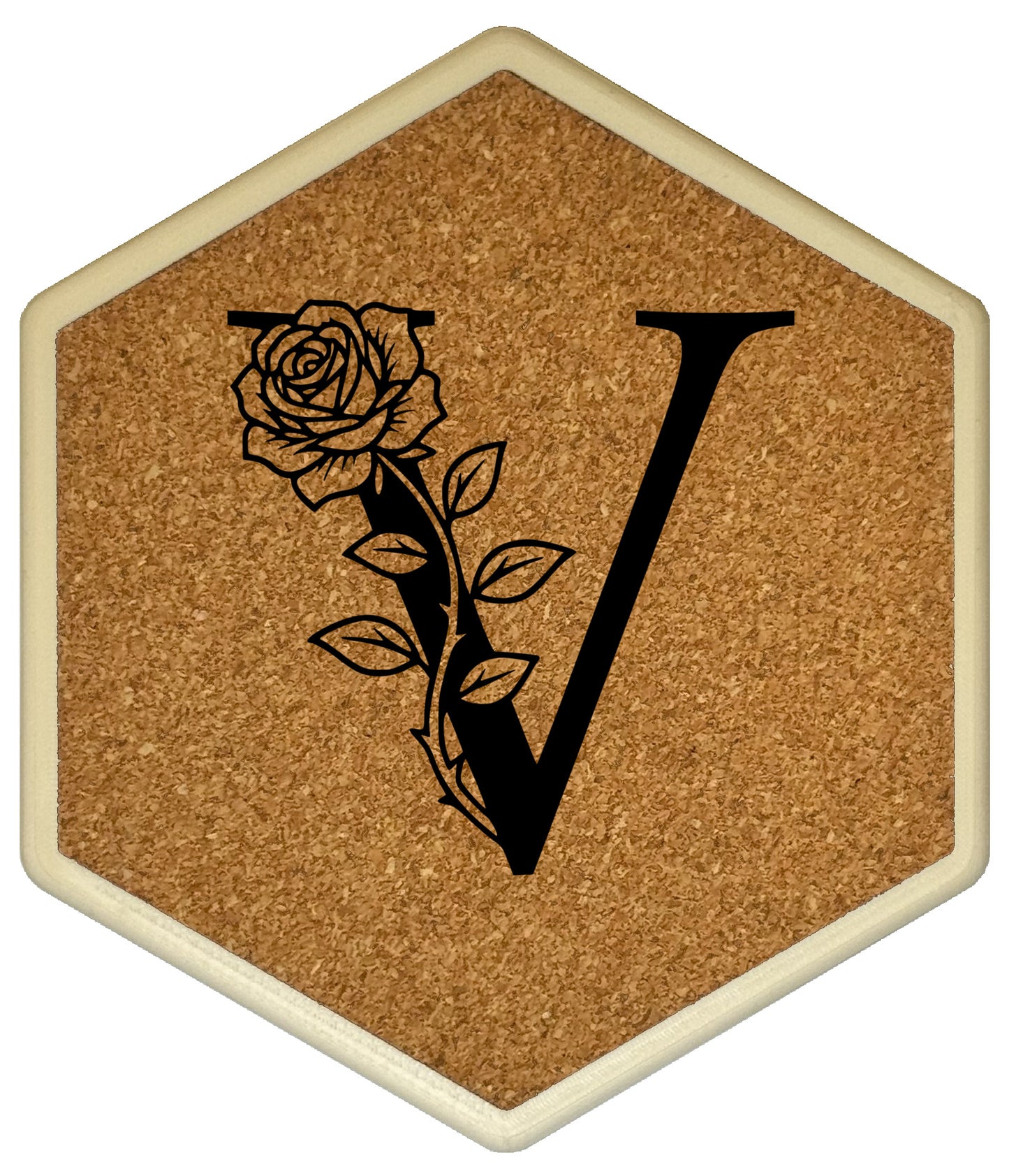 FLORAL SPIRITS - Untersetzer Hexagon mit eigenen Inizialien + NFC-Tag