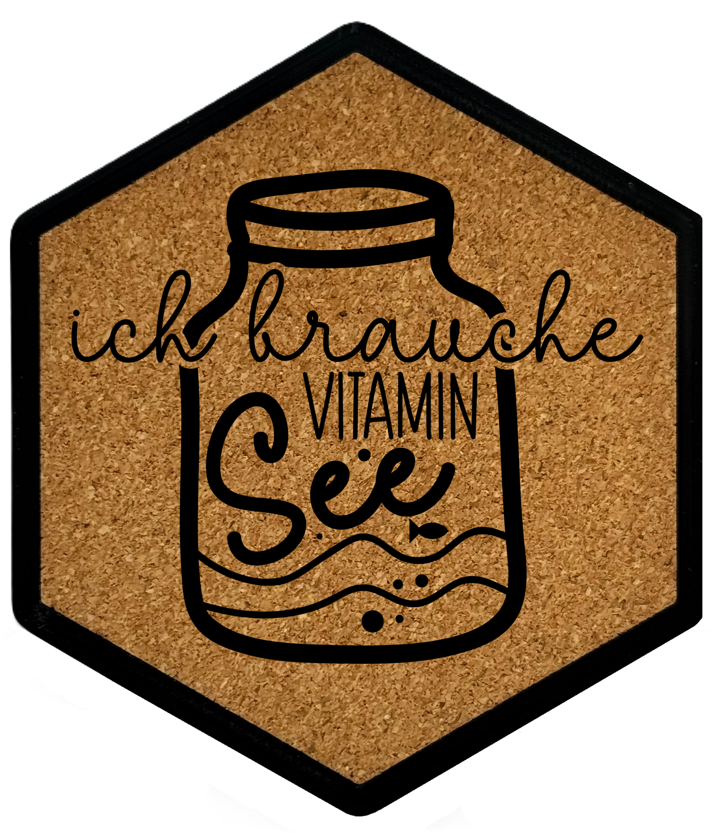 Vitamin See – Hexagon Getränkeuntersetzer mit Kork und Flaschenöffner