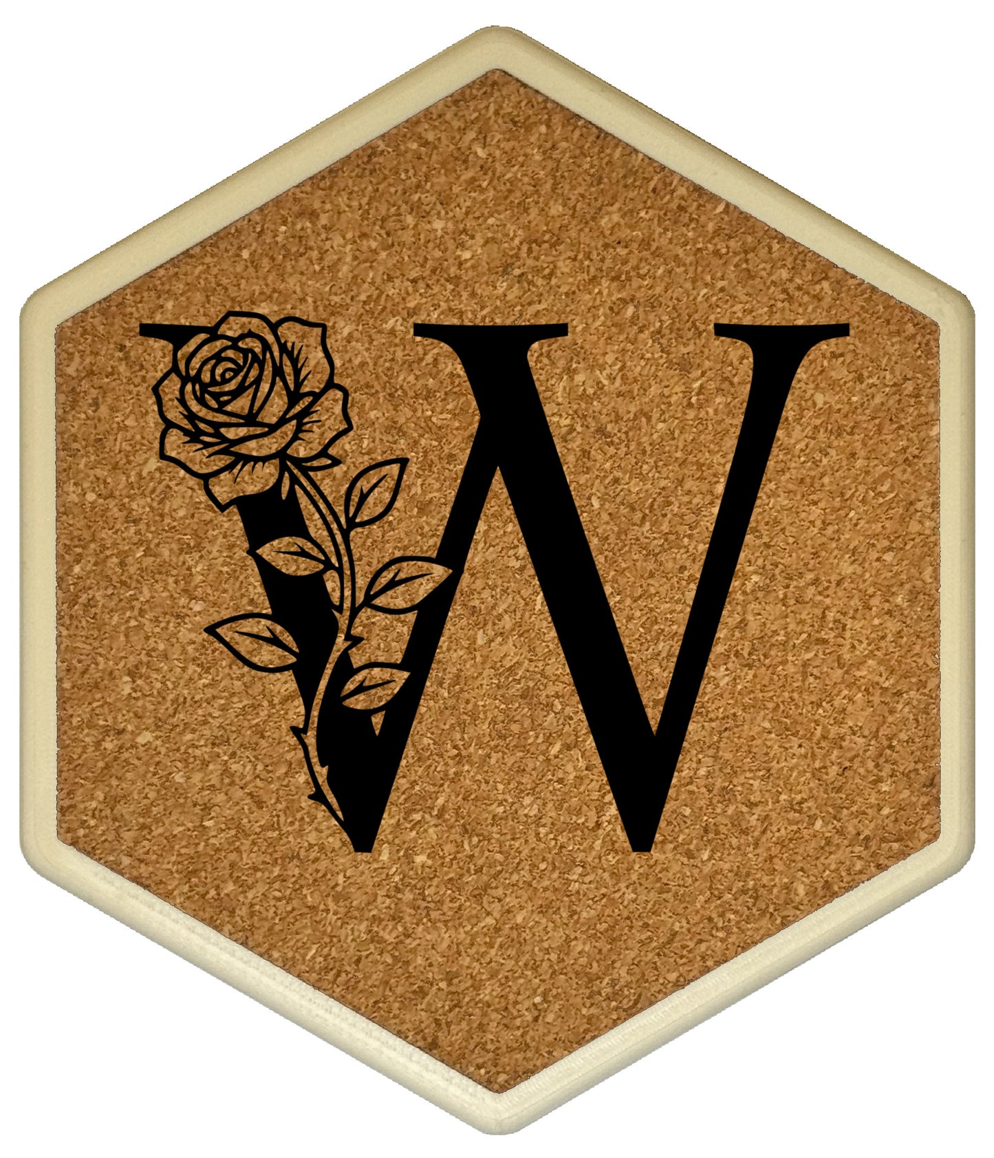 FLORAL SPIRITS - Untersetzer Hexagon mit eigenen Inizialien + NFC-Tag