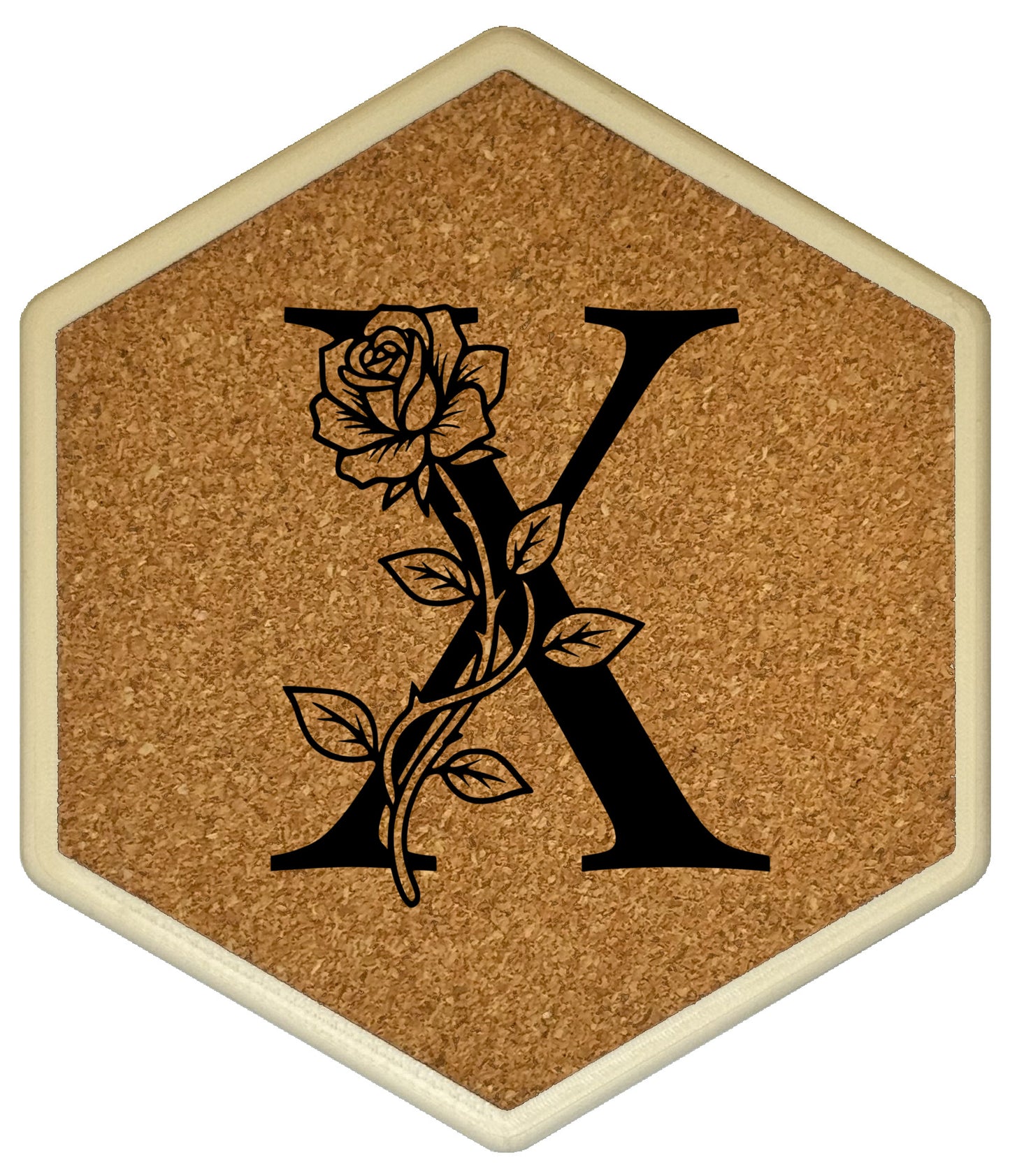 FLORAL SPIRITS - Untersetzer Hexagon mit eigenen Inizialien + NFC-Tag