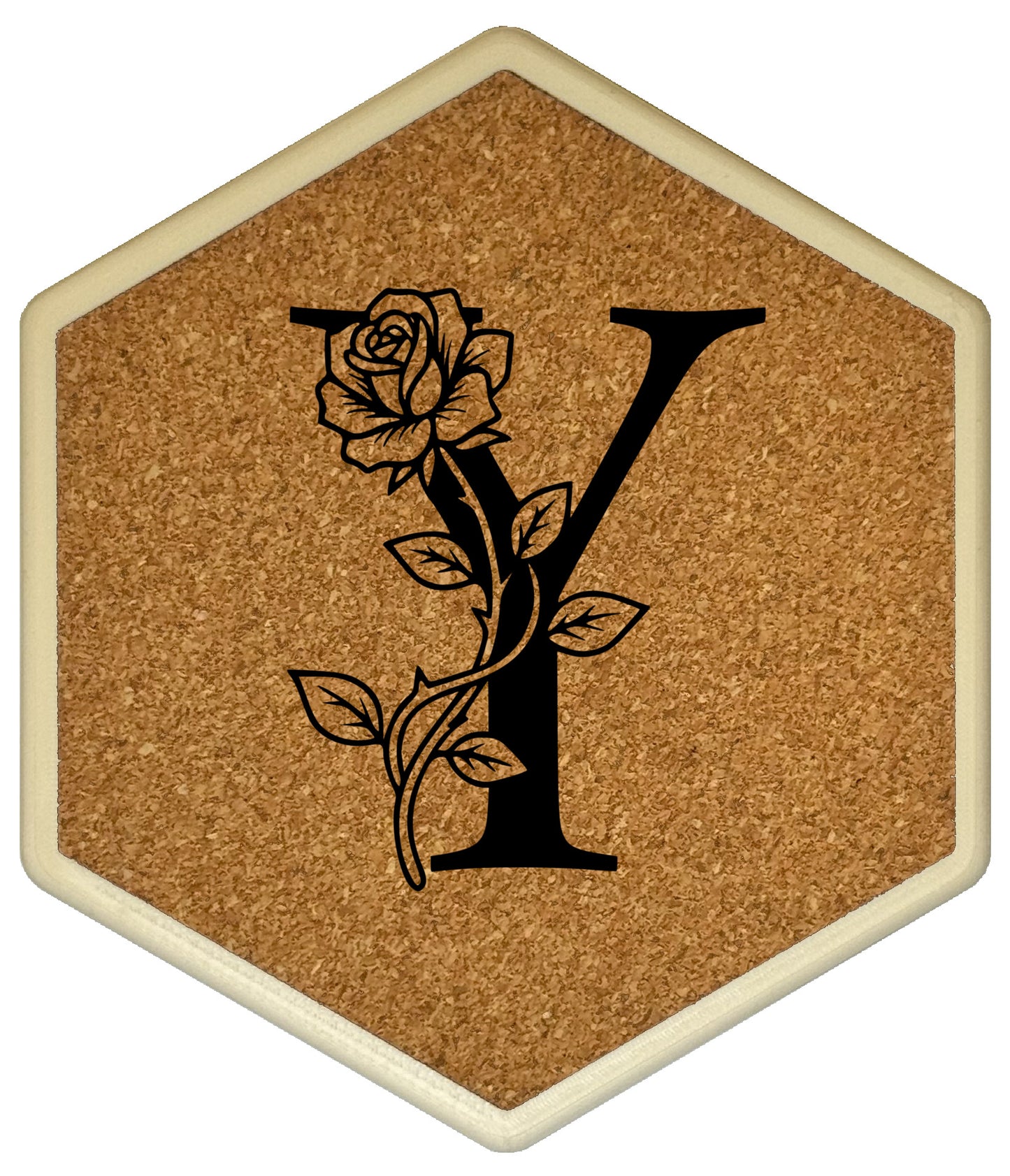 FLORAL SPIRITS - Untersetzer Hexagon mit eigenen Inizialien + NFC-Tag