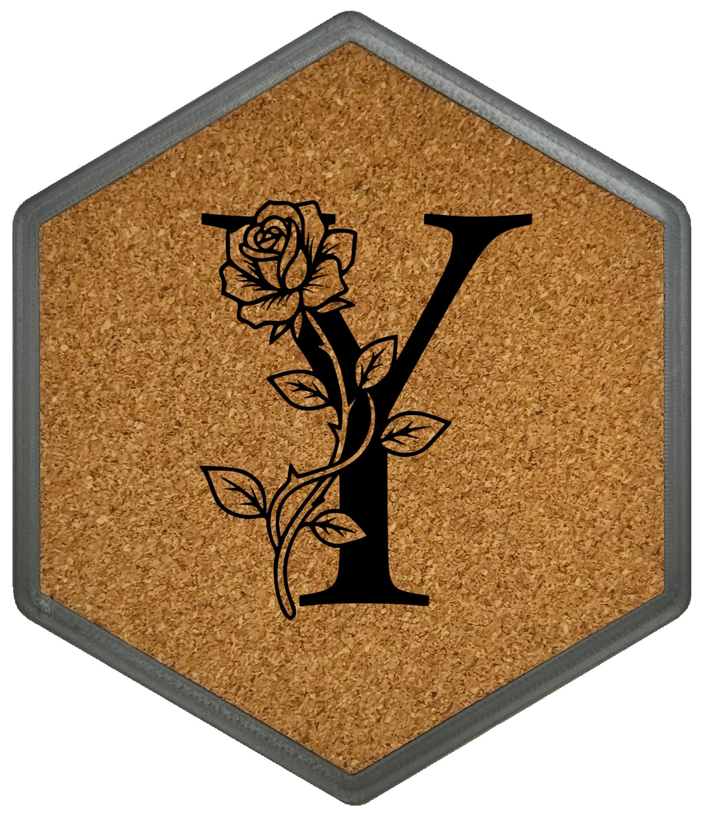 FLORAL SPIRITS - Untersetzer Hexagon mit eigenen Inizialien + NFC-Tag