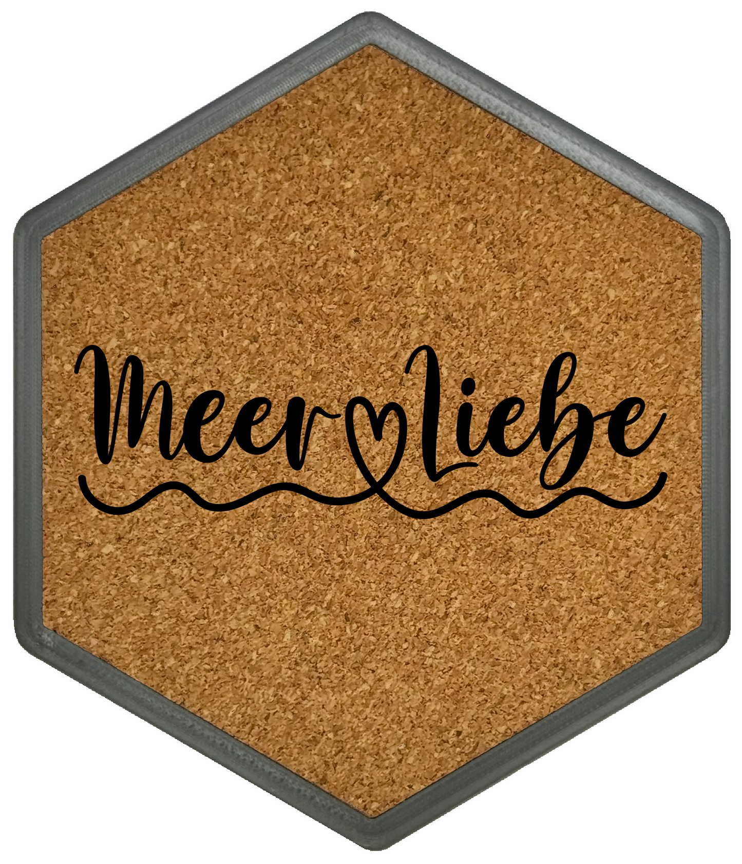 Meer Liebe – Hexagon Getränkeuntersetzer mit Kork und Flaschenöffner
