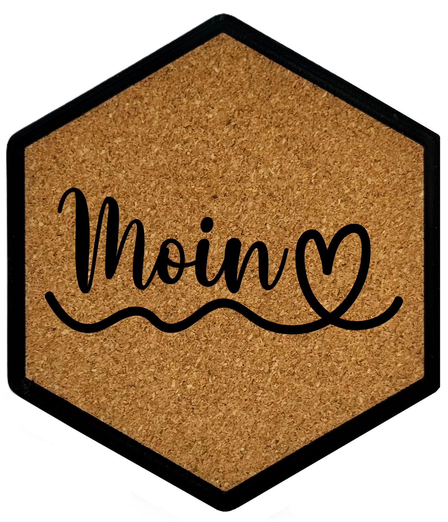 Moin – Hexagon Getränkeuntersetzer mit Kork und Flaschenöffner